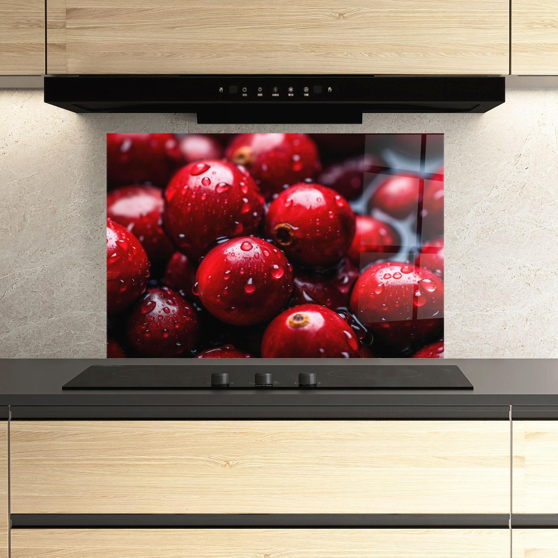 Konyhai üveg hátfal Wet Cranberries mockup 3