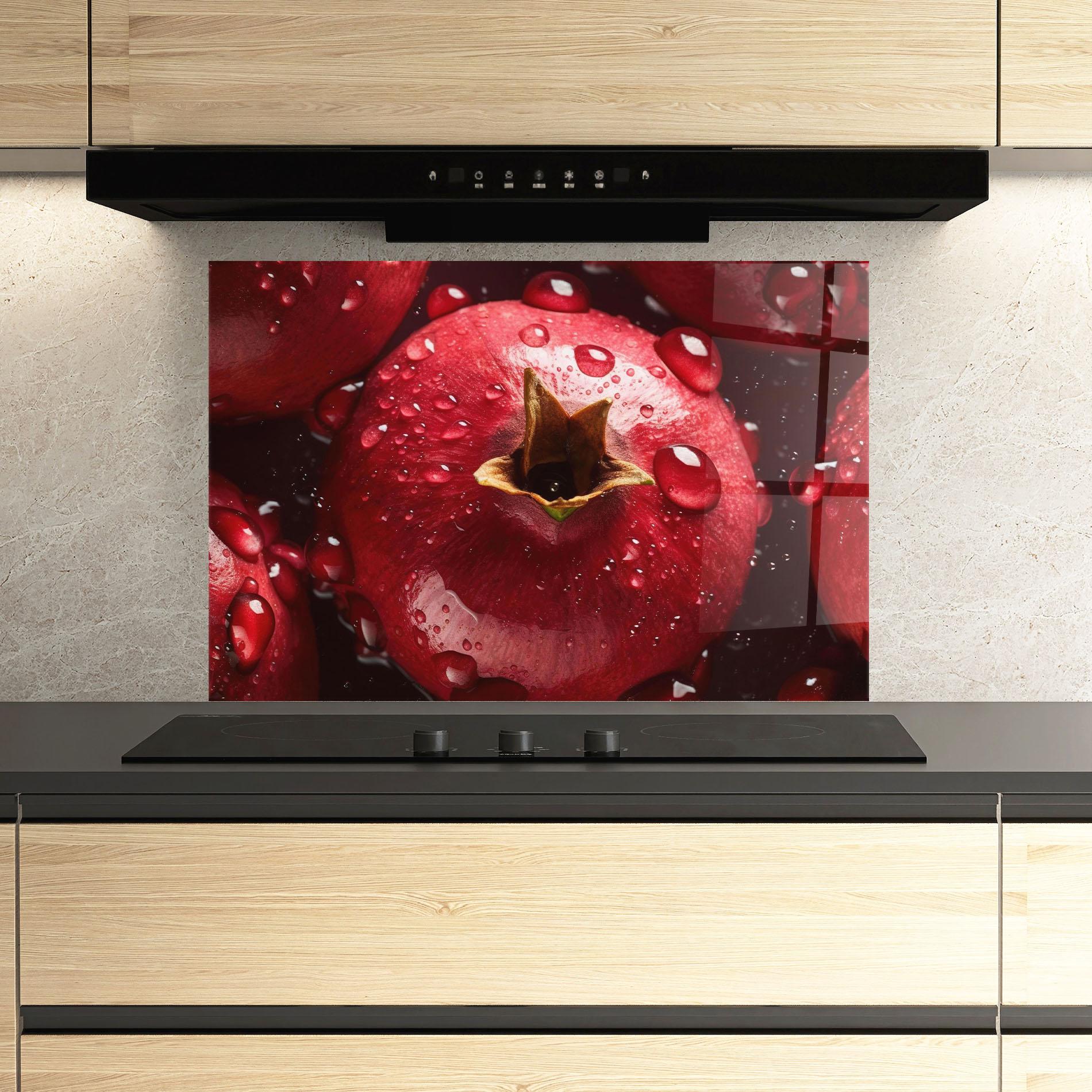 Konyhai üveg hátfal Wet Pomegranate mockup 3