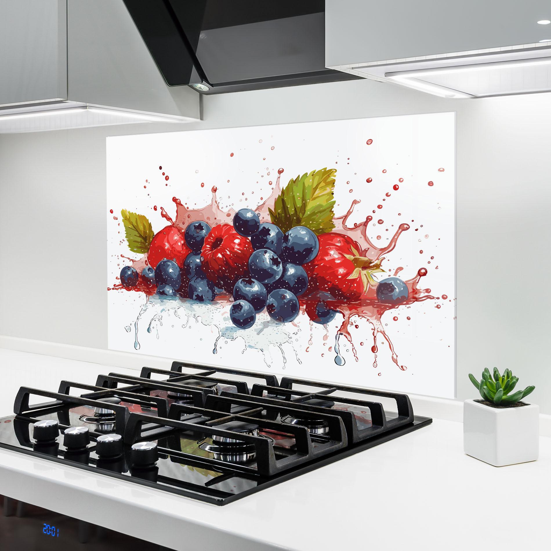 Konyhai üveg hátfal Berries Art mockup 6