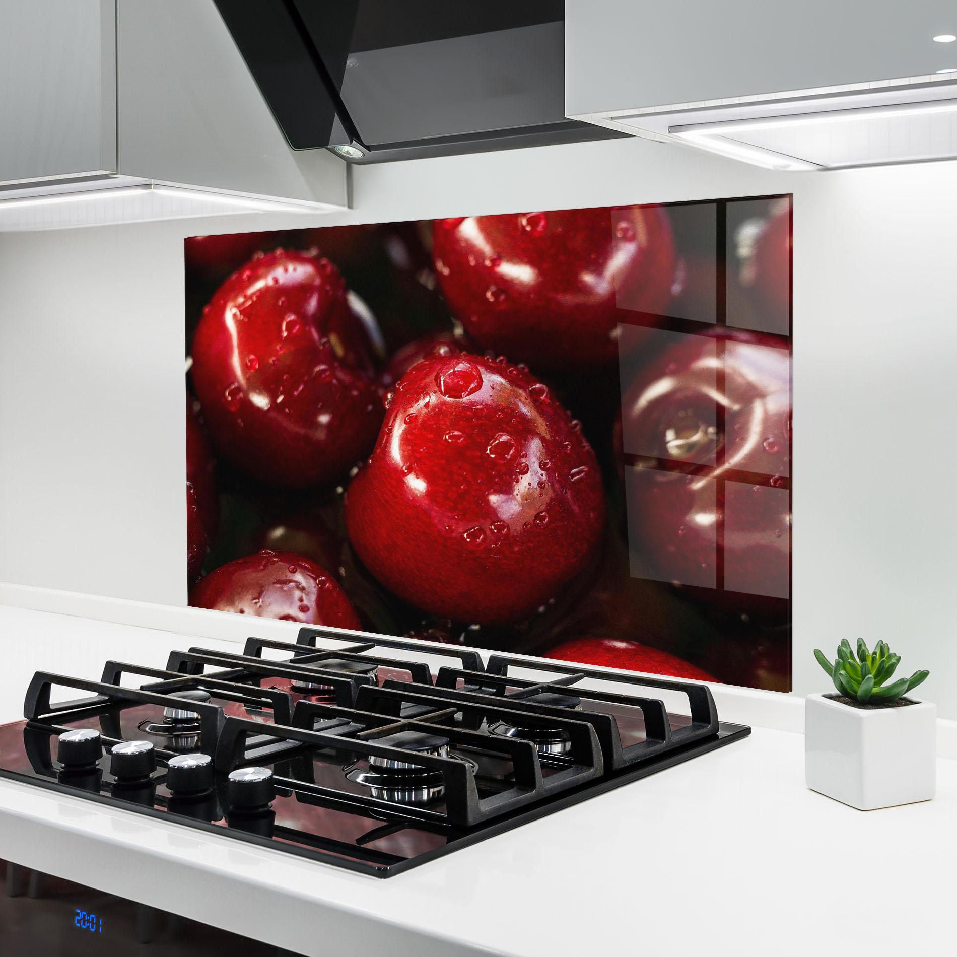 Konyhai üveg hátfal Cherries mockup 6