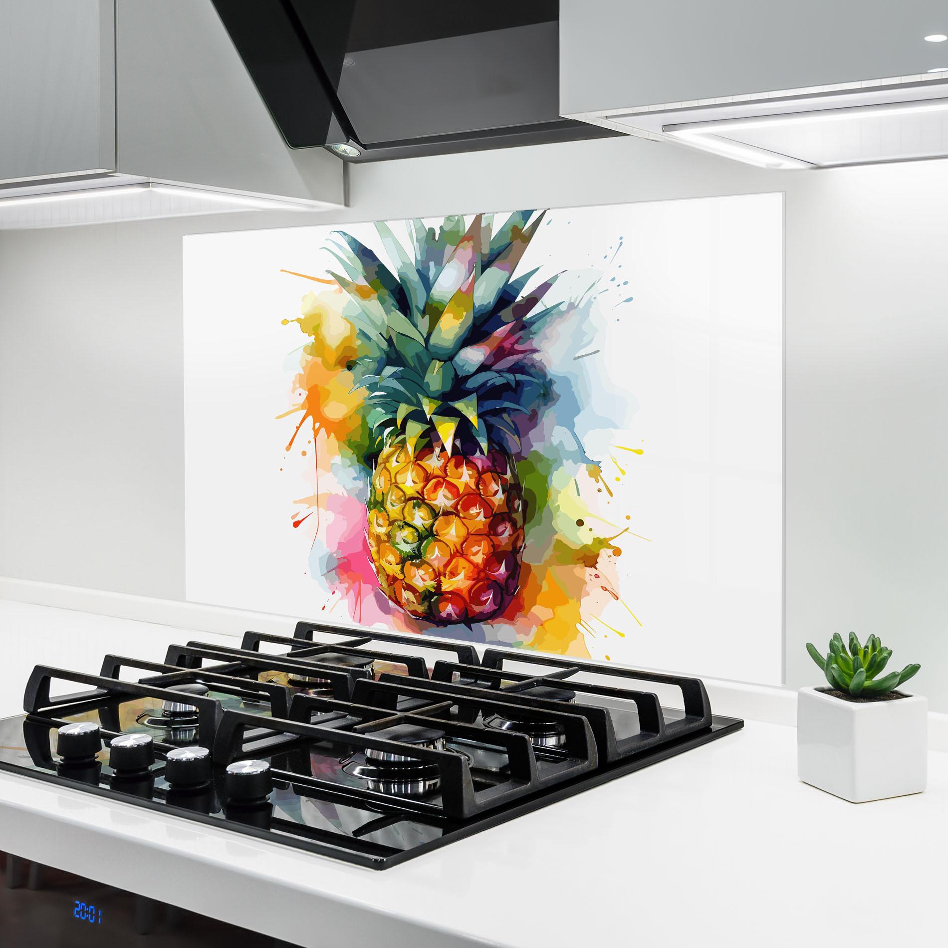 Konyhai üveg hátfal Color Mix Pineapple mockup 6