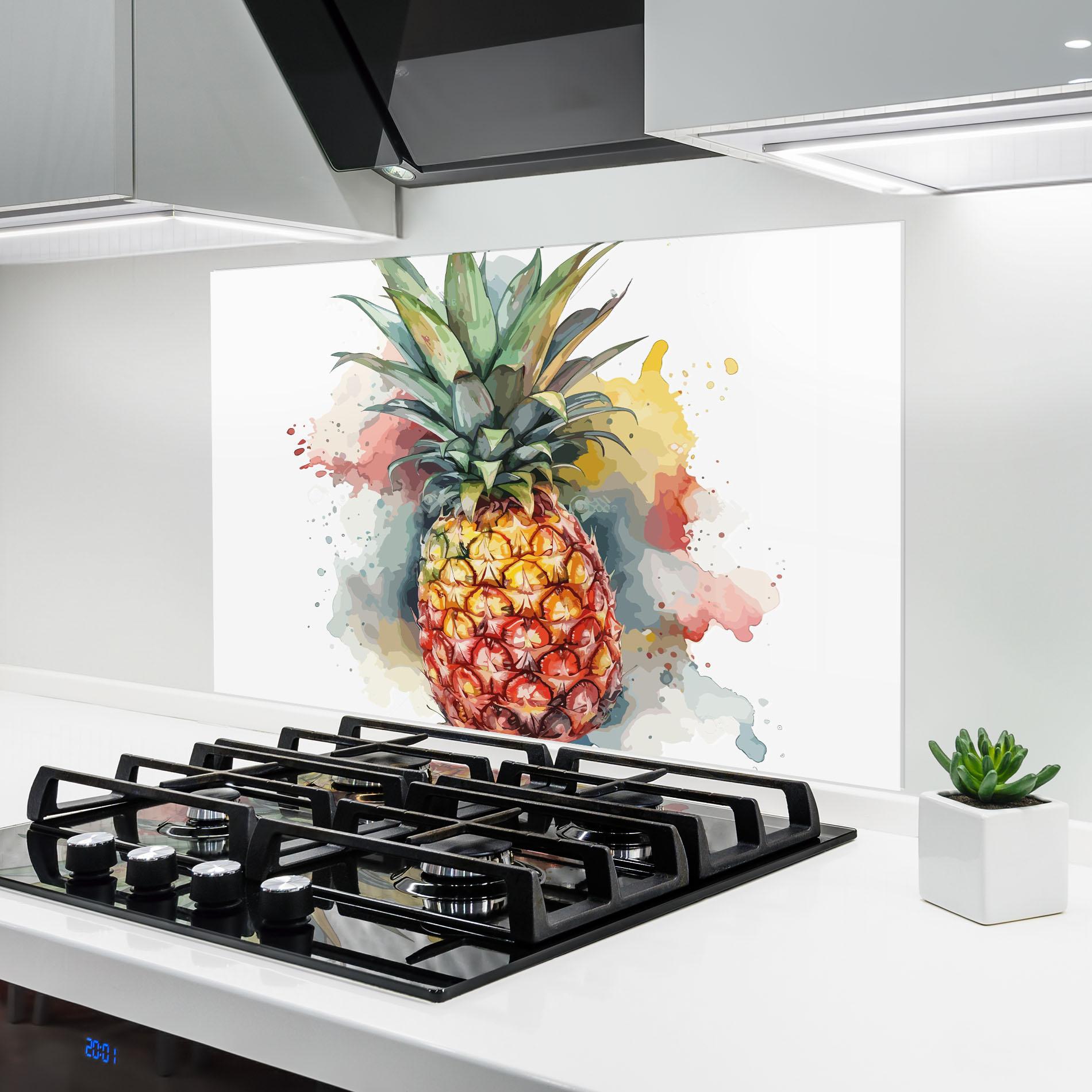 Konyhai üveg hátfal Pineapple Art mockup 6