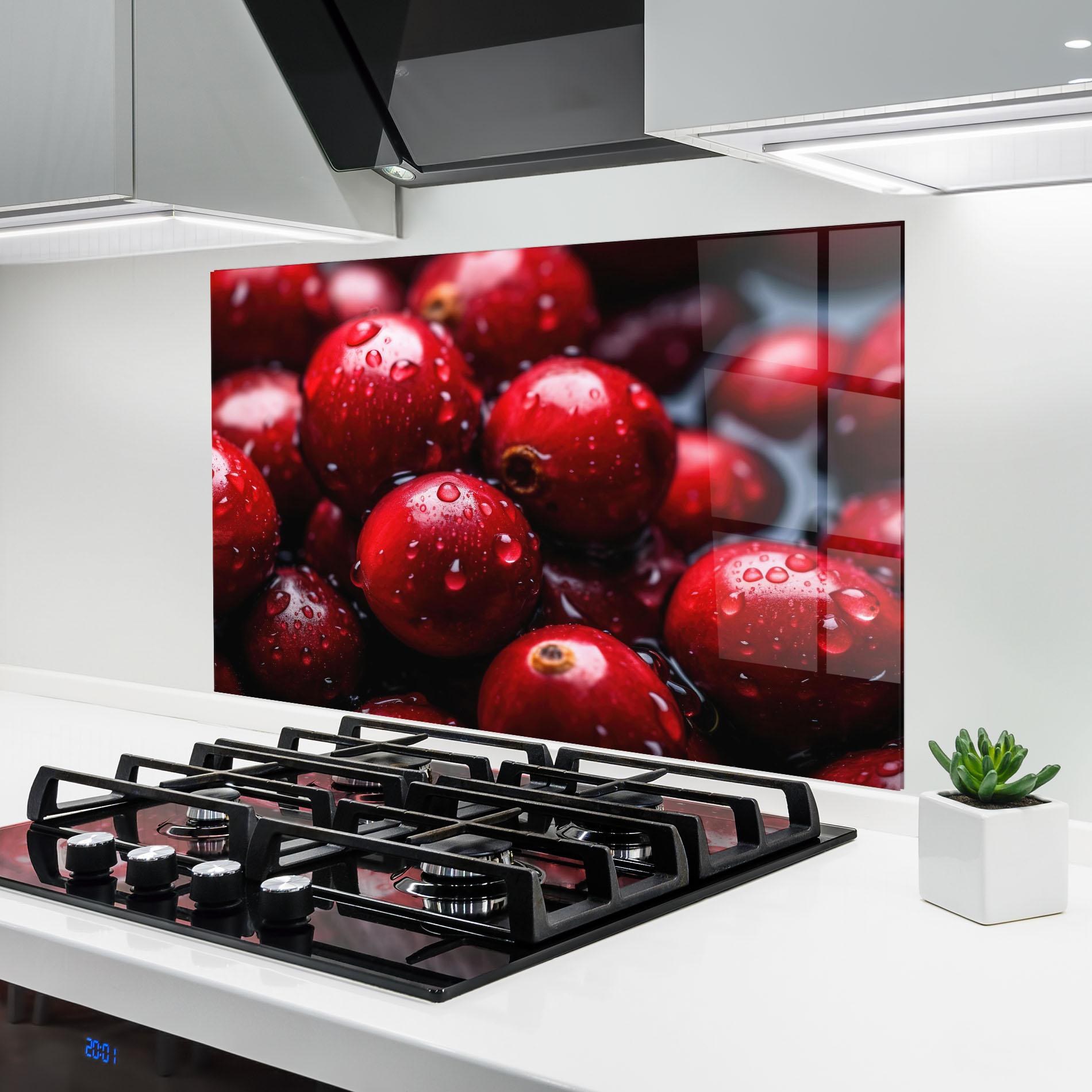 Konyhai üveg hátfal Wet Cranberries mockup 6