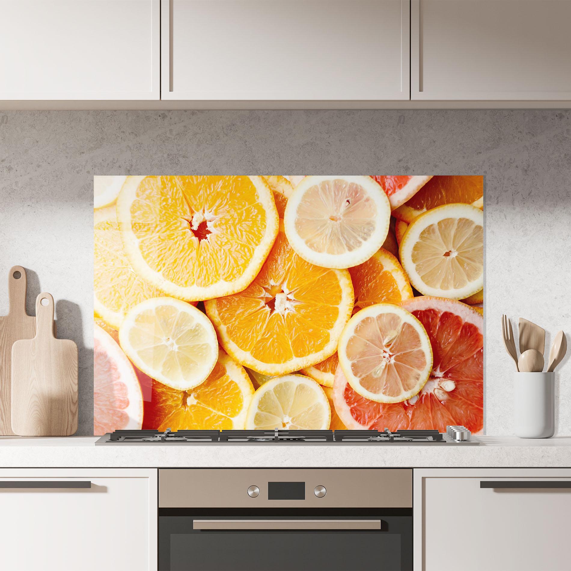 Konyhai üveg hátfal Citrus Fruits mockup 7
