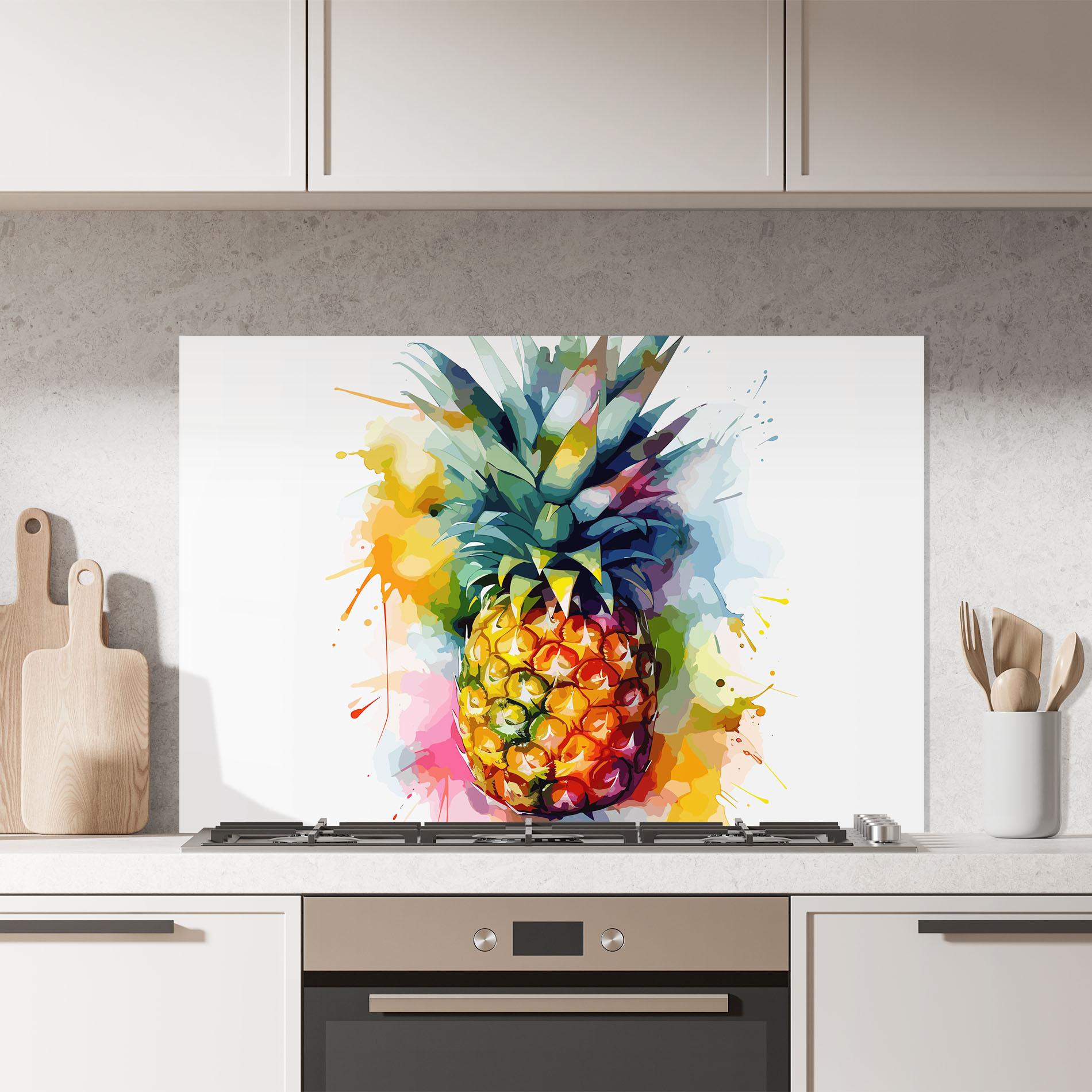 Konyhai üveg hátfal Color Mix Pineapple mockup 7