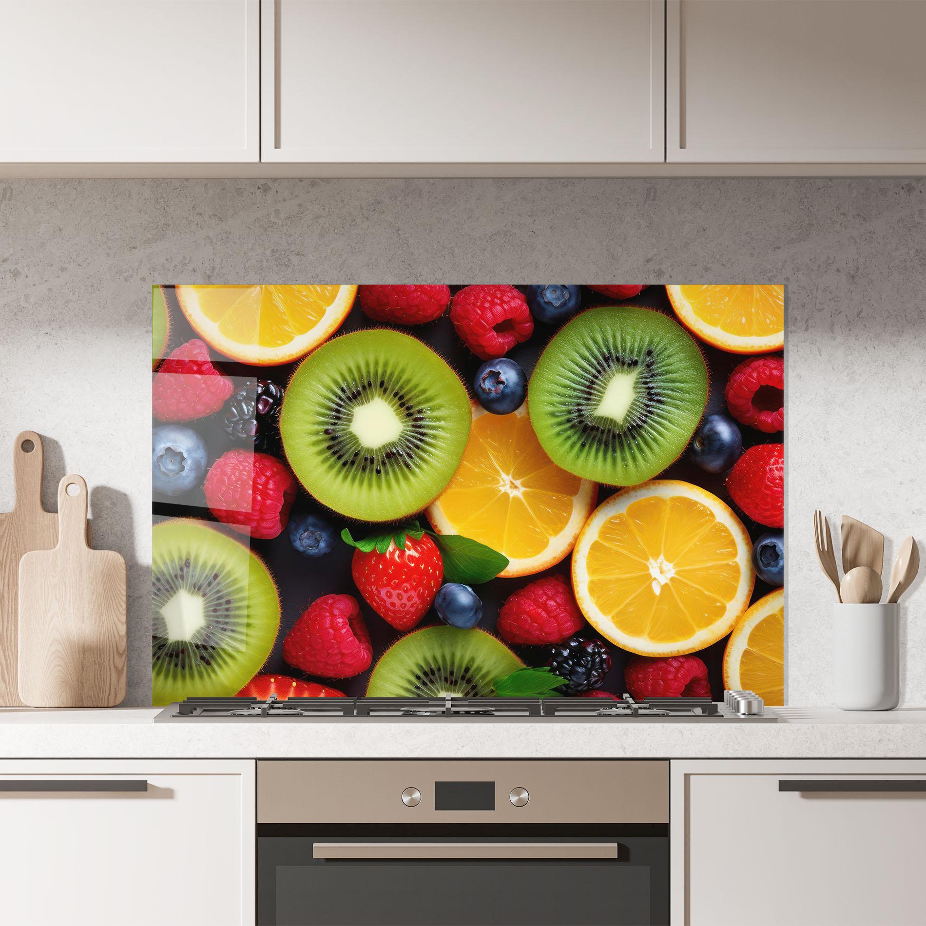 Konyhai üveg hátfal Kiwi Fruit Mix mockup 7
