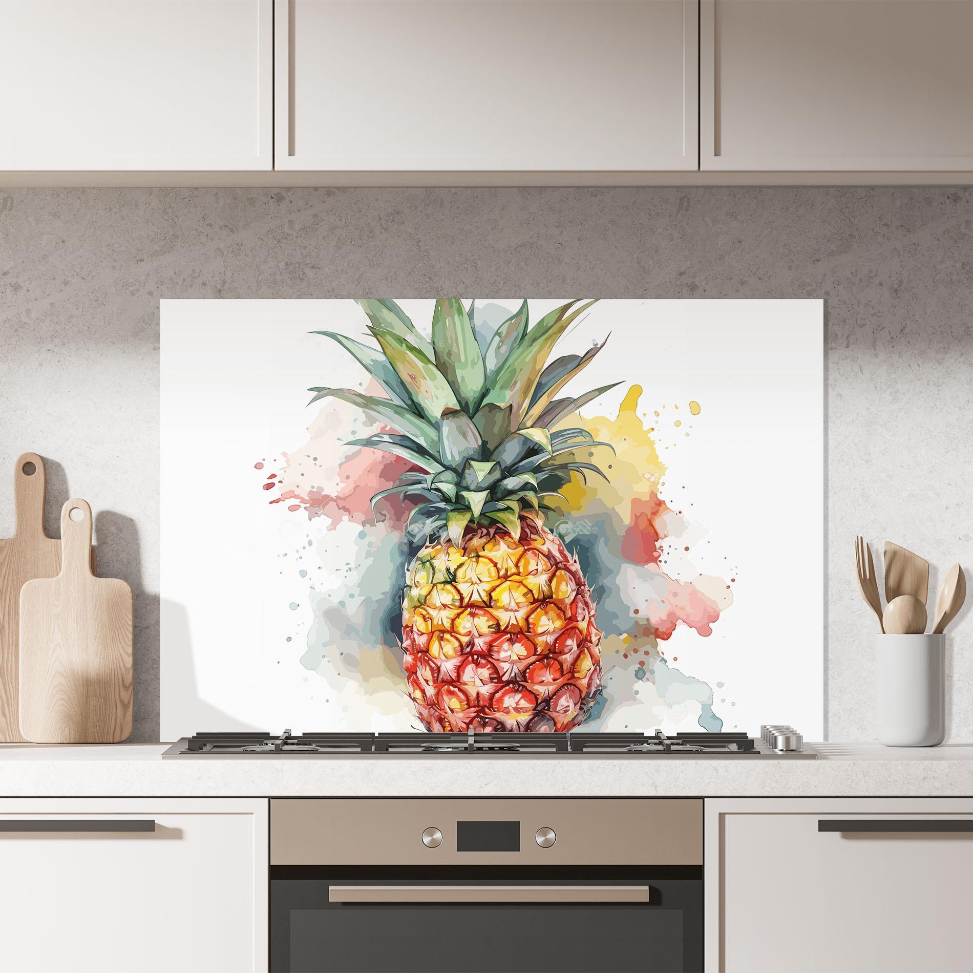 Konyhai üveg hátfal Pineapple Art mockup 7