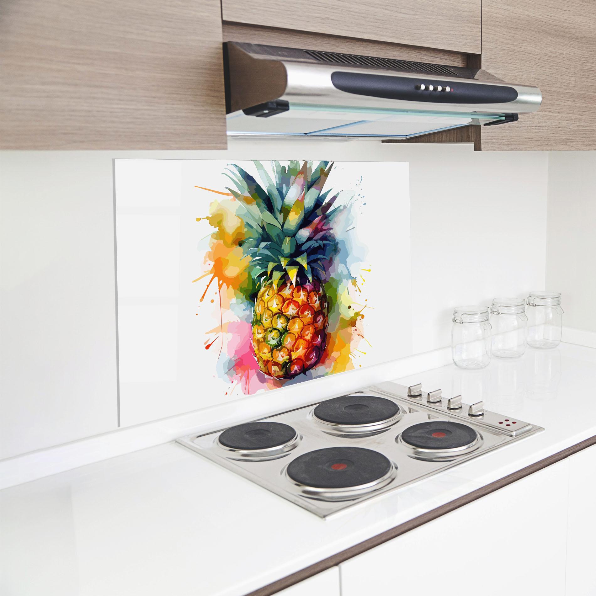 Konyhai üveg hátfal Color Mix Pineapple mockup 8