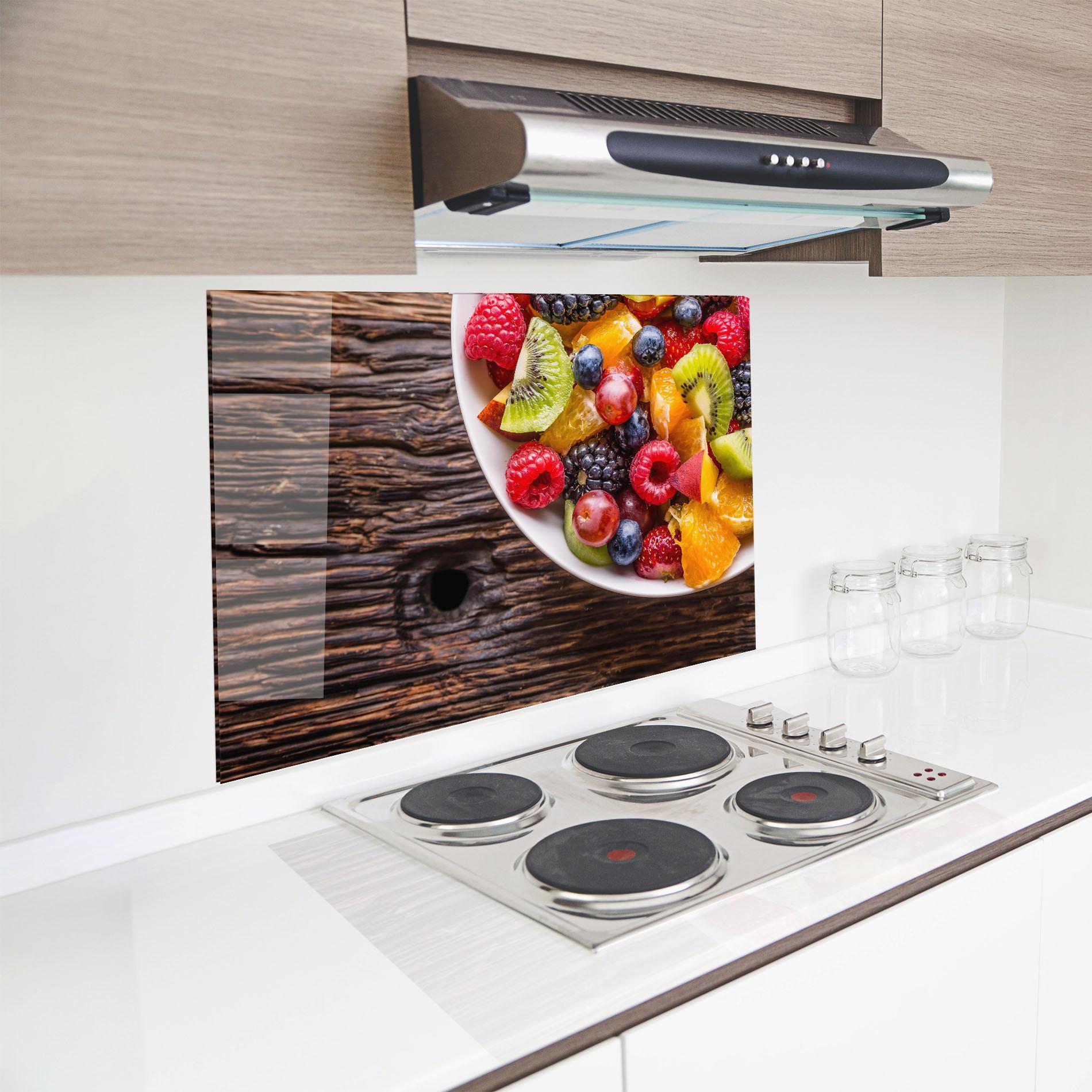Konyhai üveg hátfal Fresh Fruit Salad mockup 8