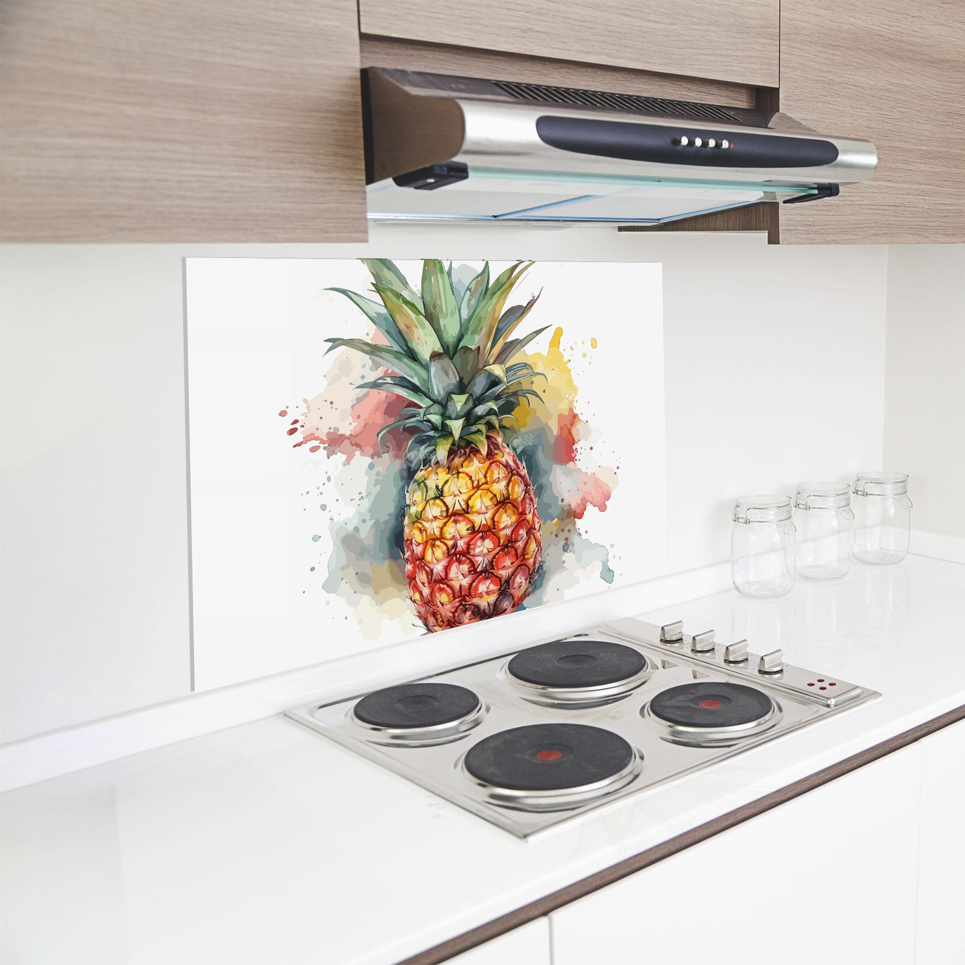 Konyhai üveg hátfal Pineapple Art mockup 8