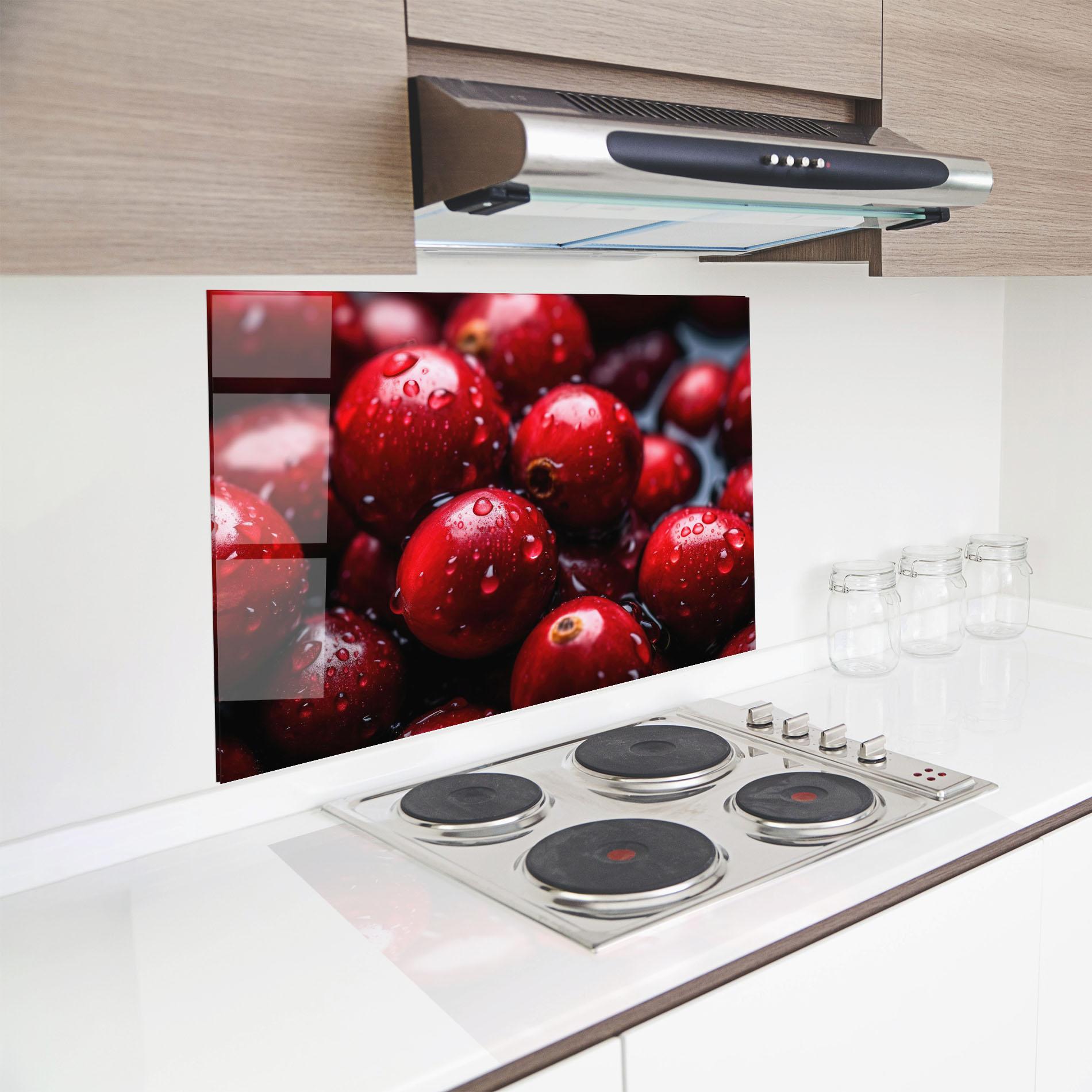 Konyhai üveg hátfal Wet Cranberries mockup 8
