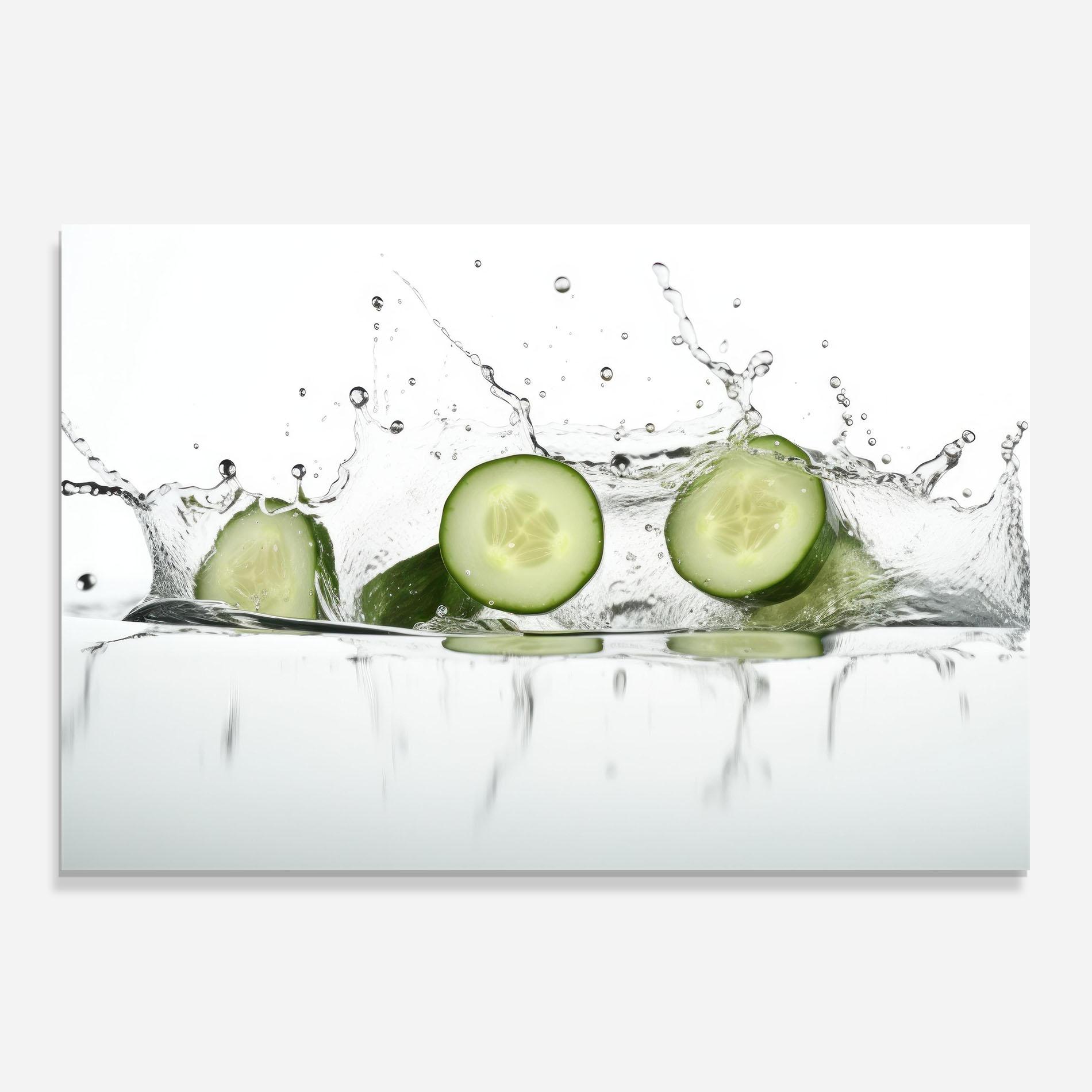 Konyhai üveg hátfal Cucumber Cool Splash mockup 0