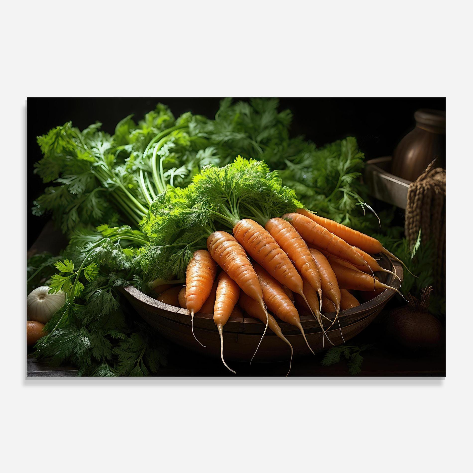 Konyhai üveg hátfal Fresh Carrots Basket mockup 0