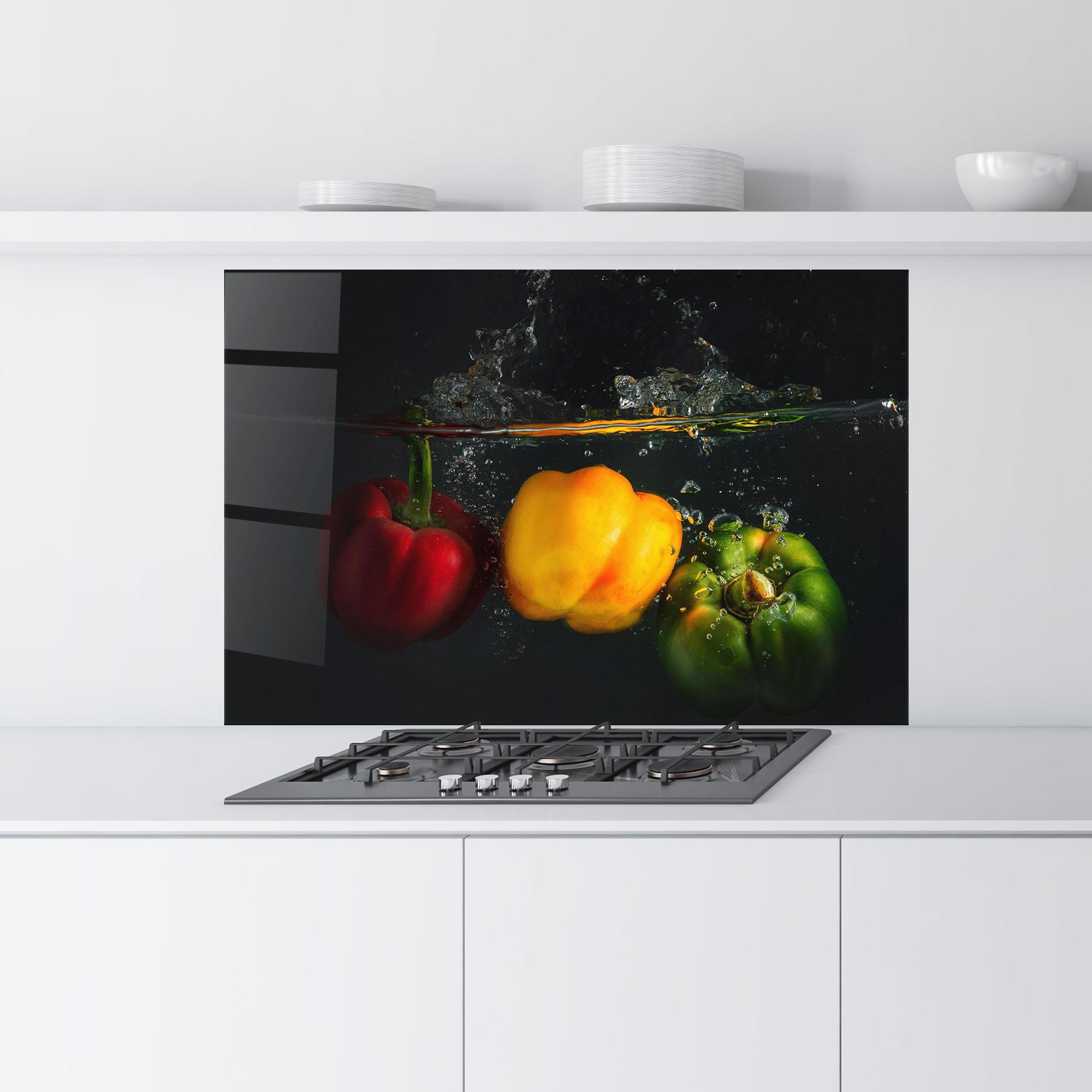 Konyhai üveg hátfal Cool Bellpepper Splash mockup 9