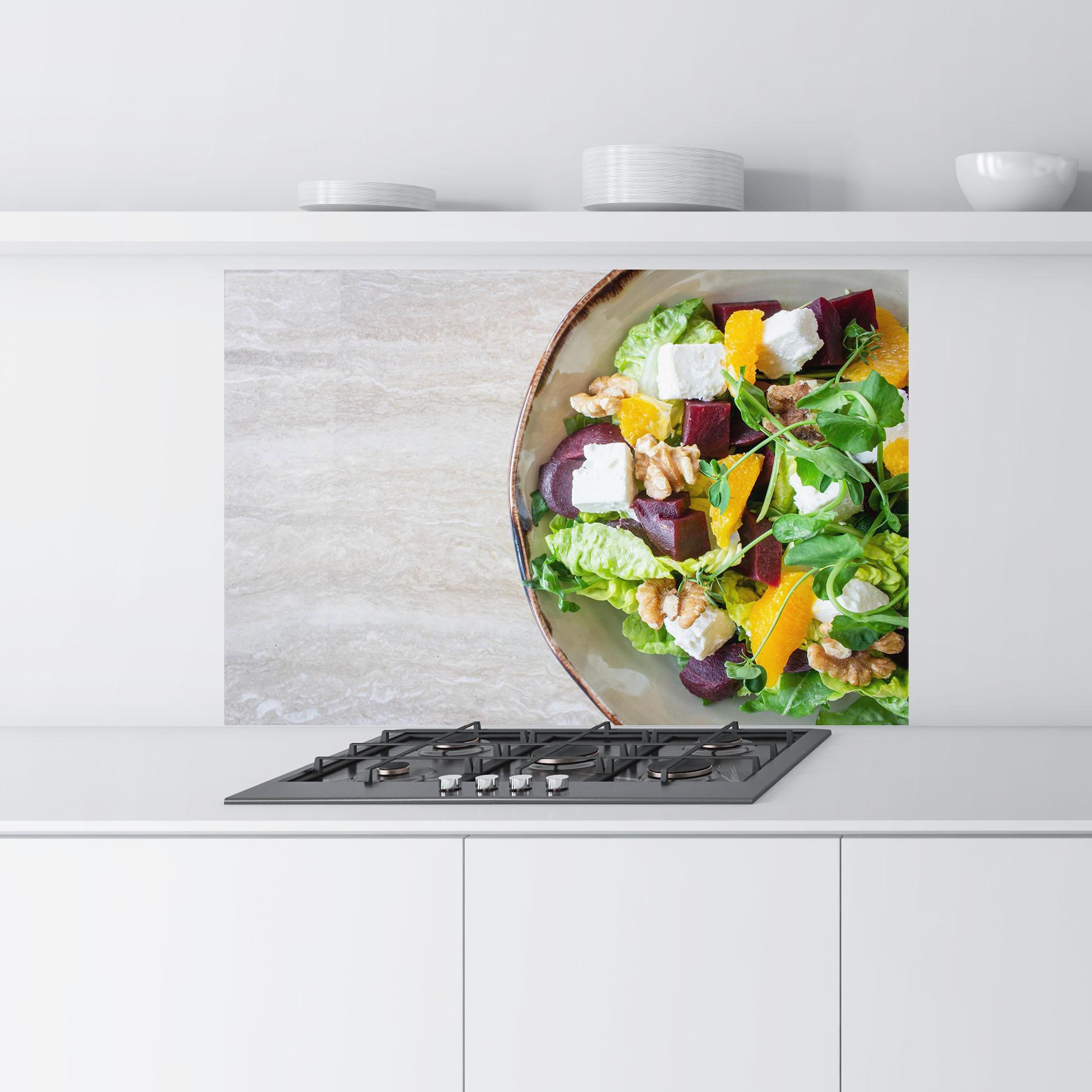 Konyhai üveg hátfal Delicious Salad mockup 9