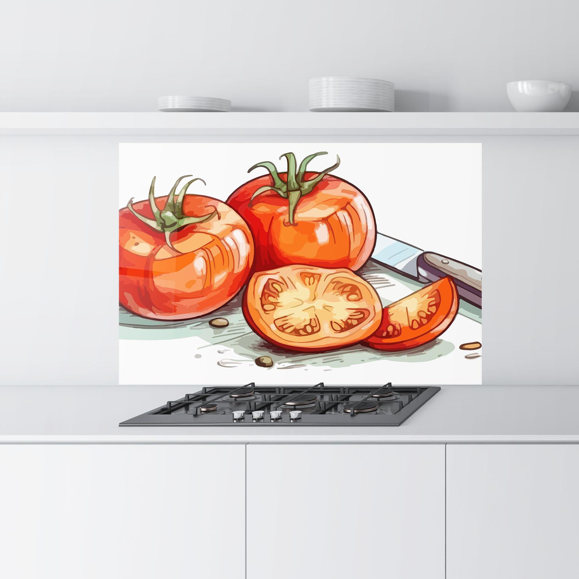 Konyhai üveg hátfal Drawing Tomato Art mockup 9