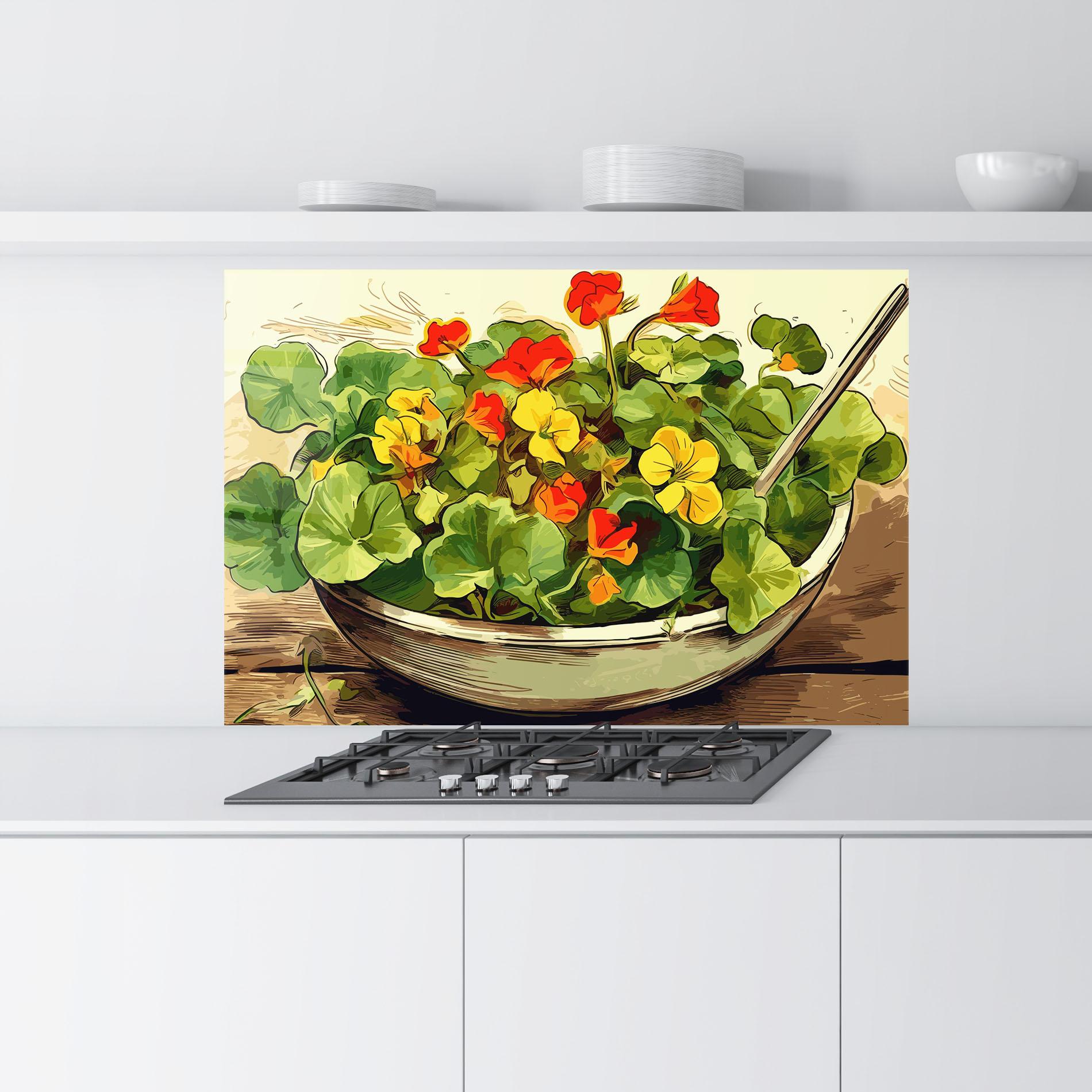 Konyhai üveg hátfal Flower Food mockup 9