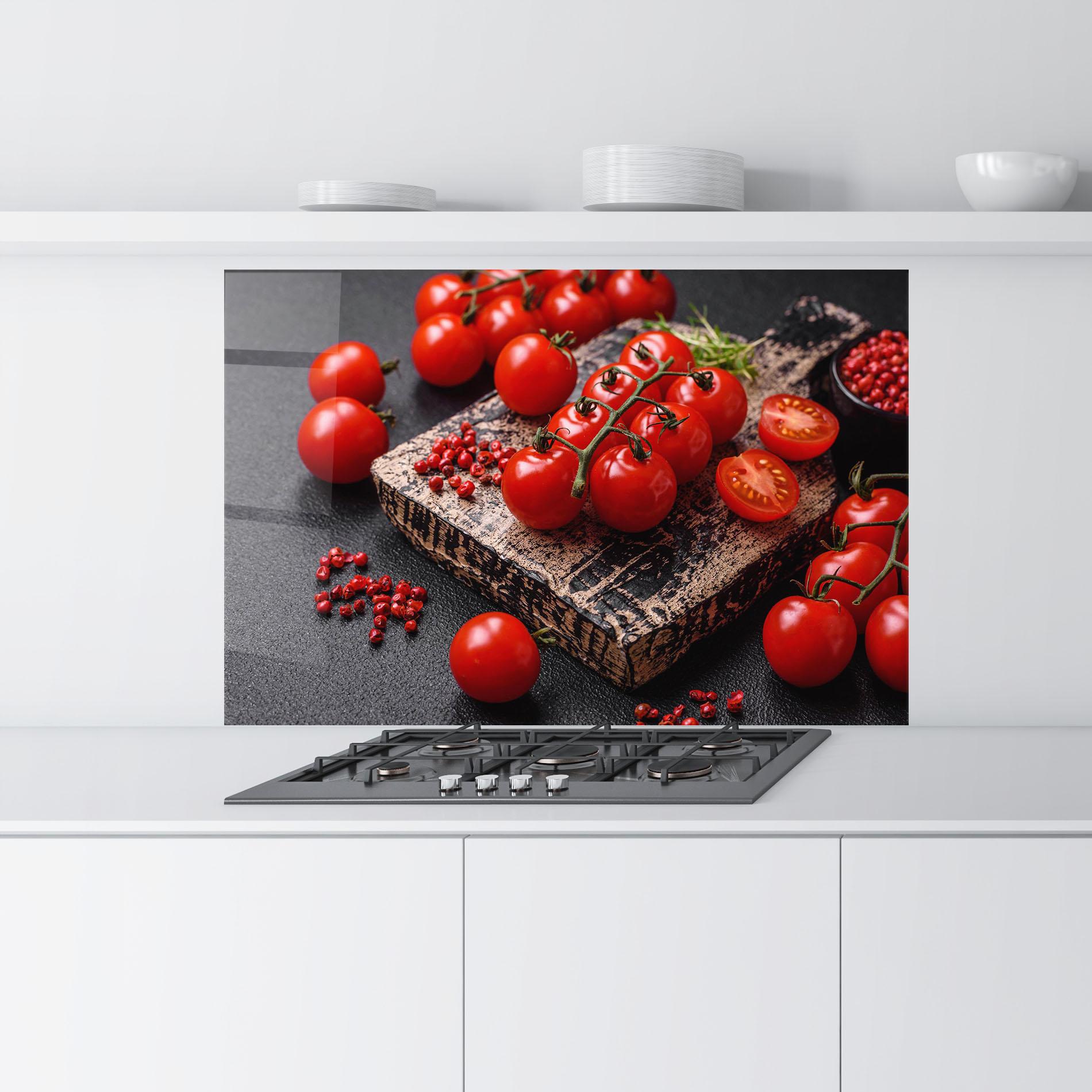 Konyhai üveg hátfal Fresh Cherry Tomatoes mockup 9