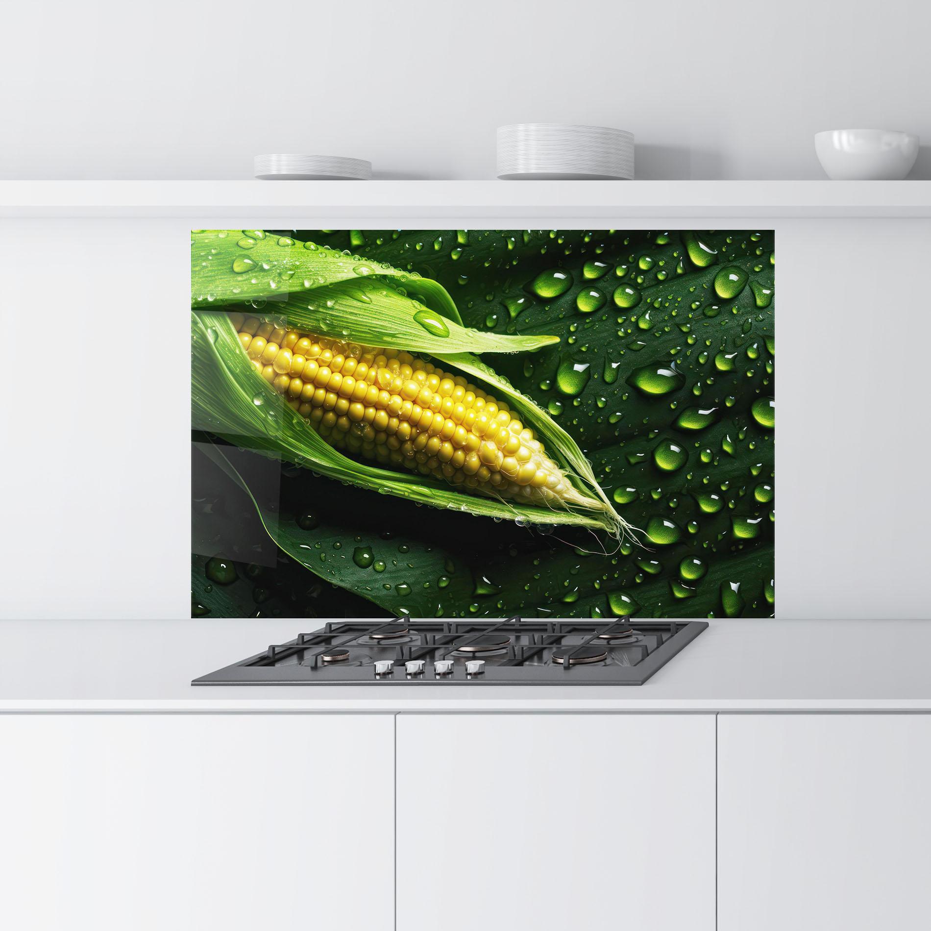 Konyhai üveg hátfal Rainy Clean Corn mockup 9