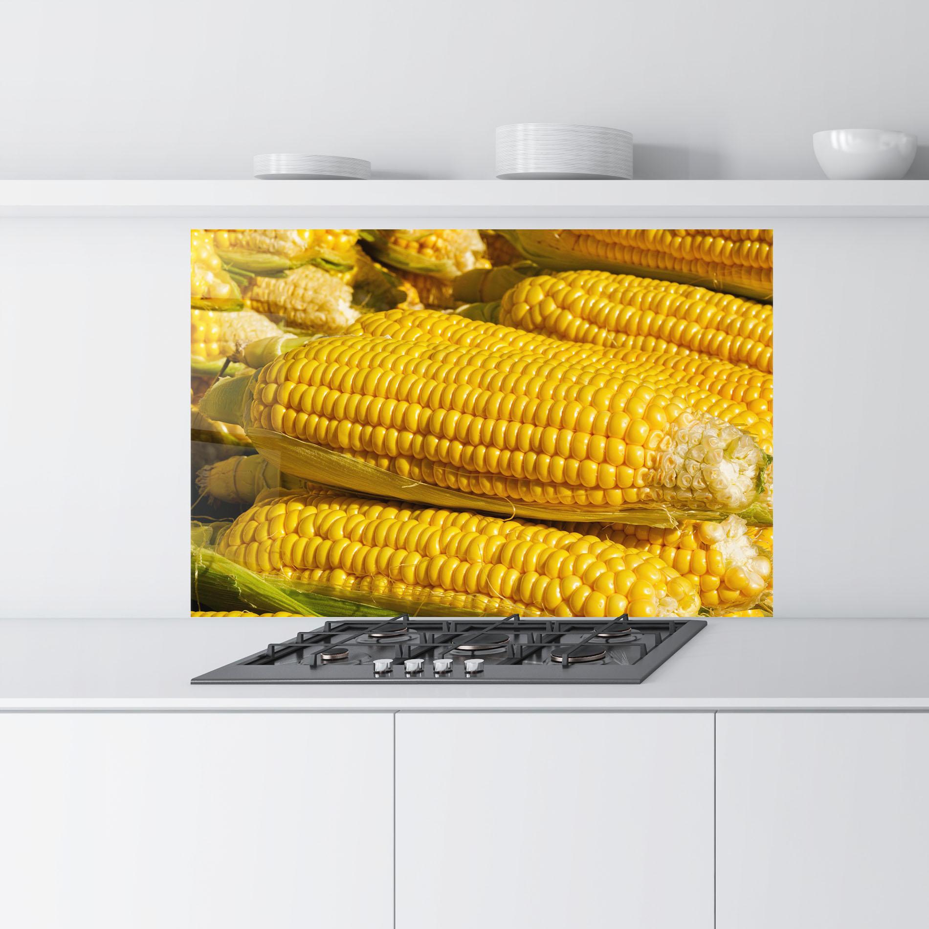 Konyhai üveg hátfal Strong Yellow Corn mockup 9