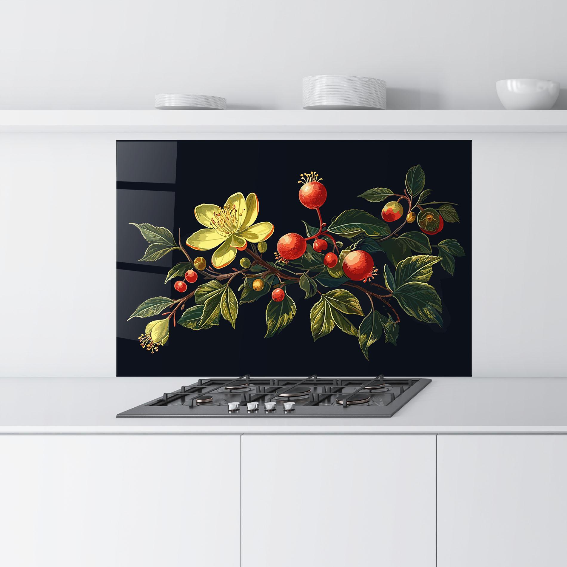 Konyhai üveg hátfal Yellow Flower Food mockup 9