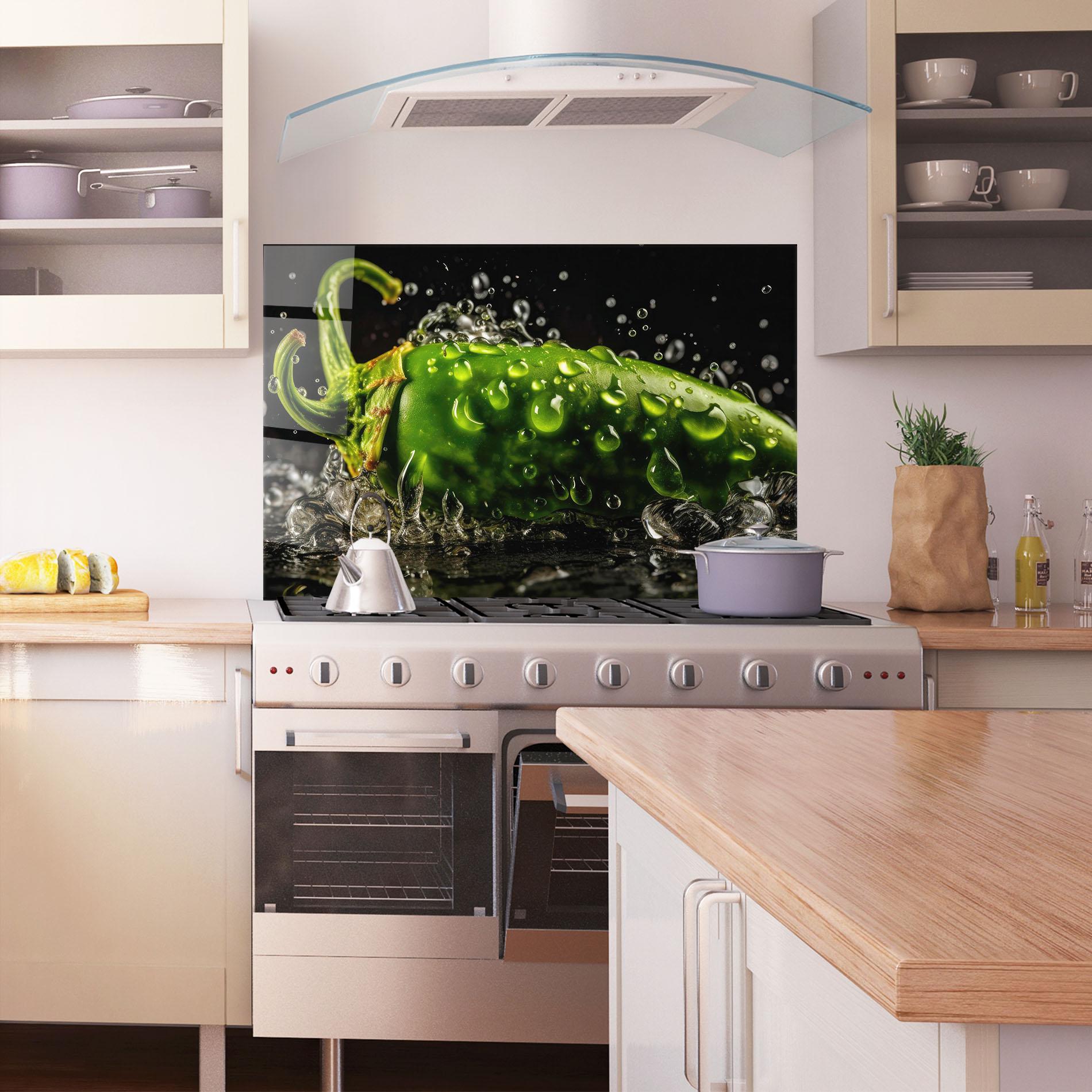 Konyhai üveg hátfal Chili Splash mockup 1