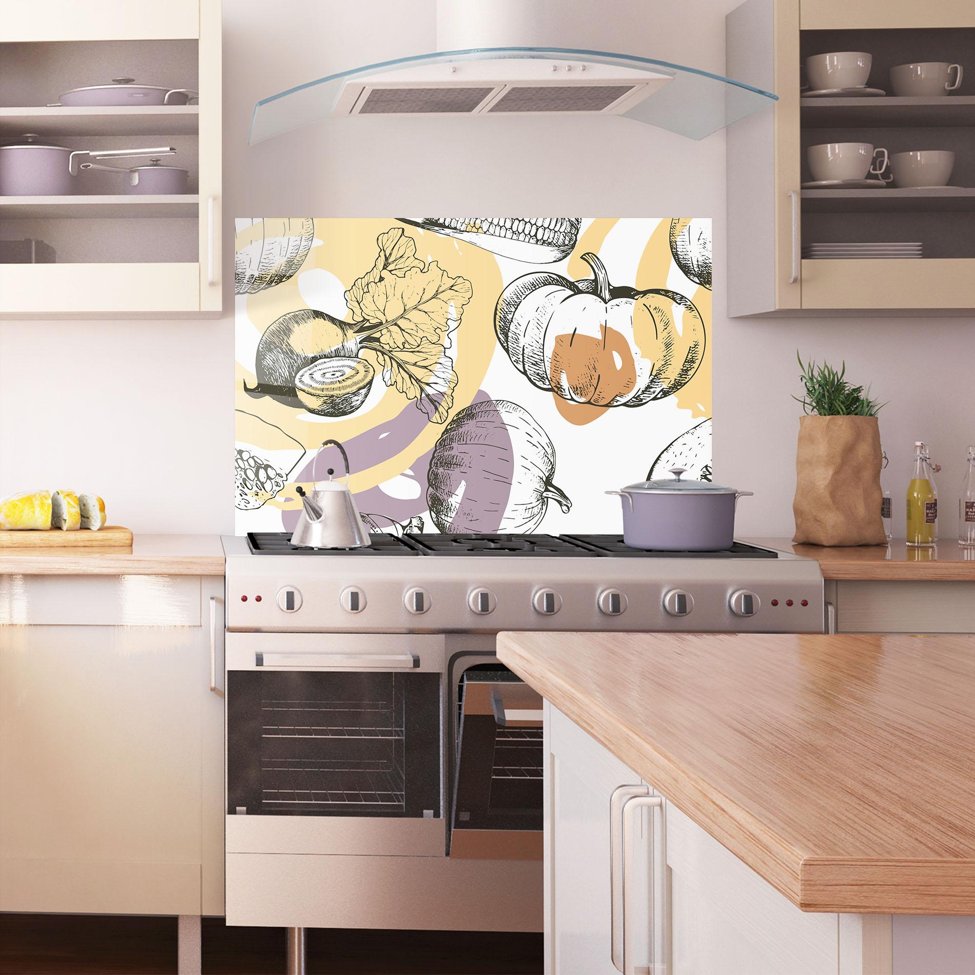 Konyhai üveg hátfal Cream Vegetables Art mockup 1
