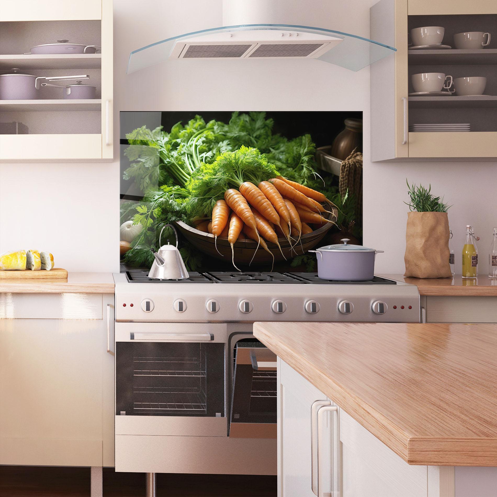 Konyhai üveg hátfal Fresh Carrots Basket mockup 1