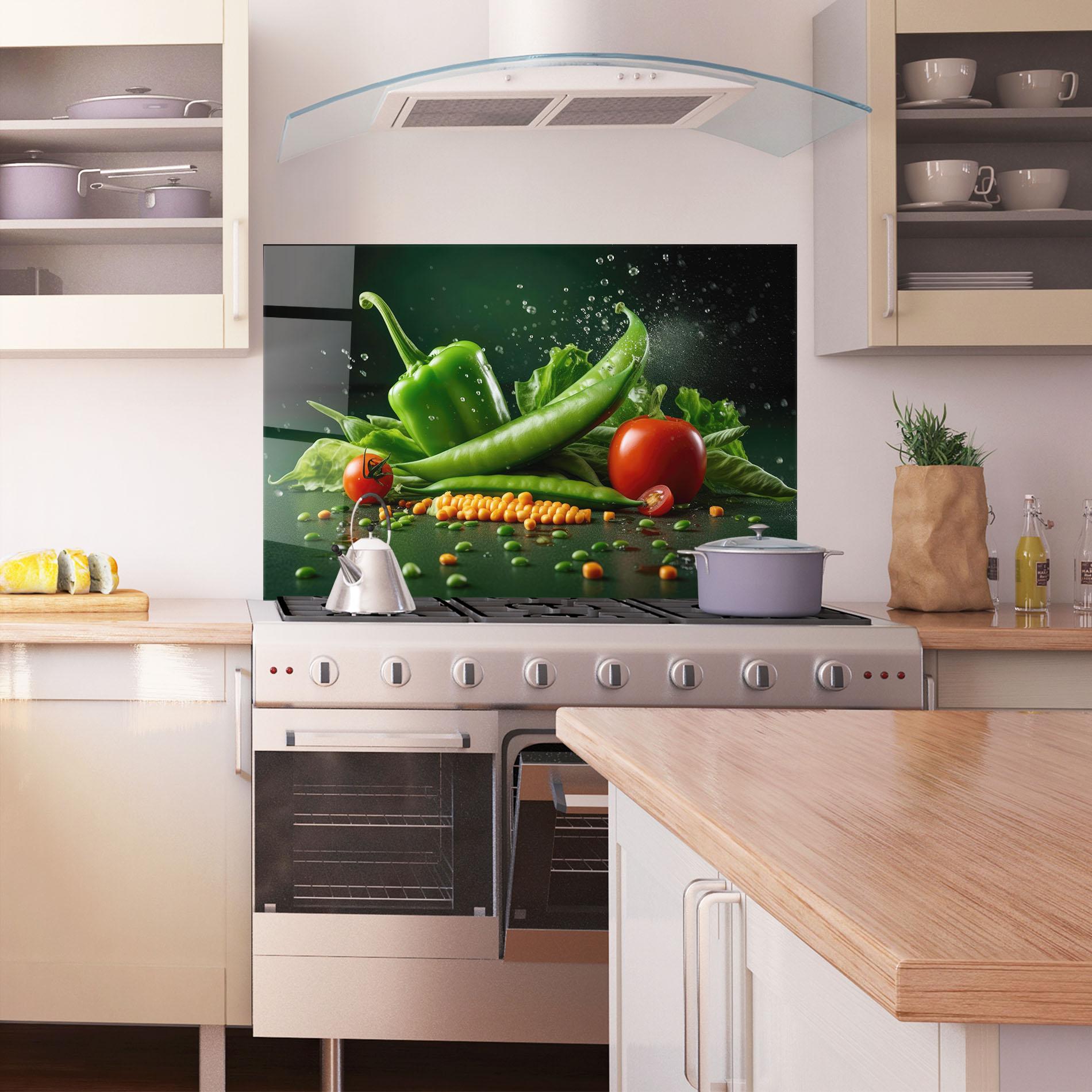 Konyhai üveg hátfal Fresh Vegetables mockup 1
