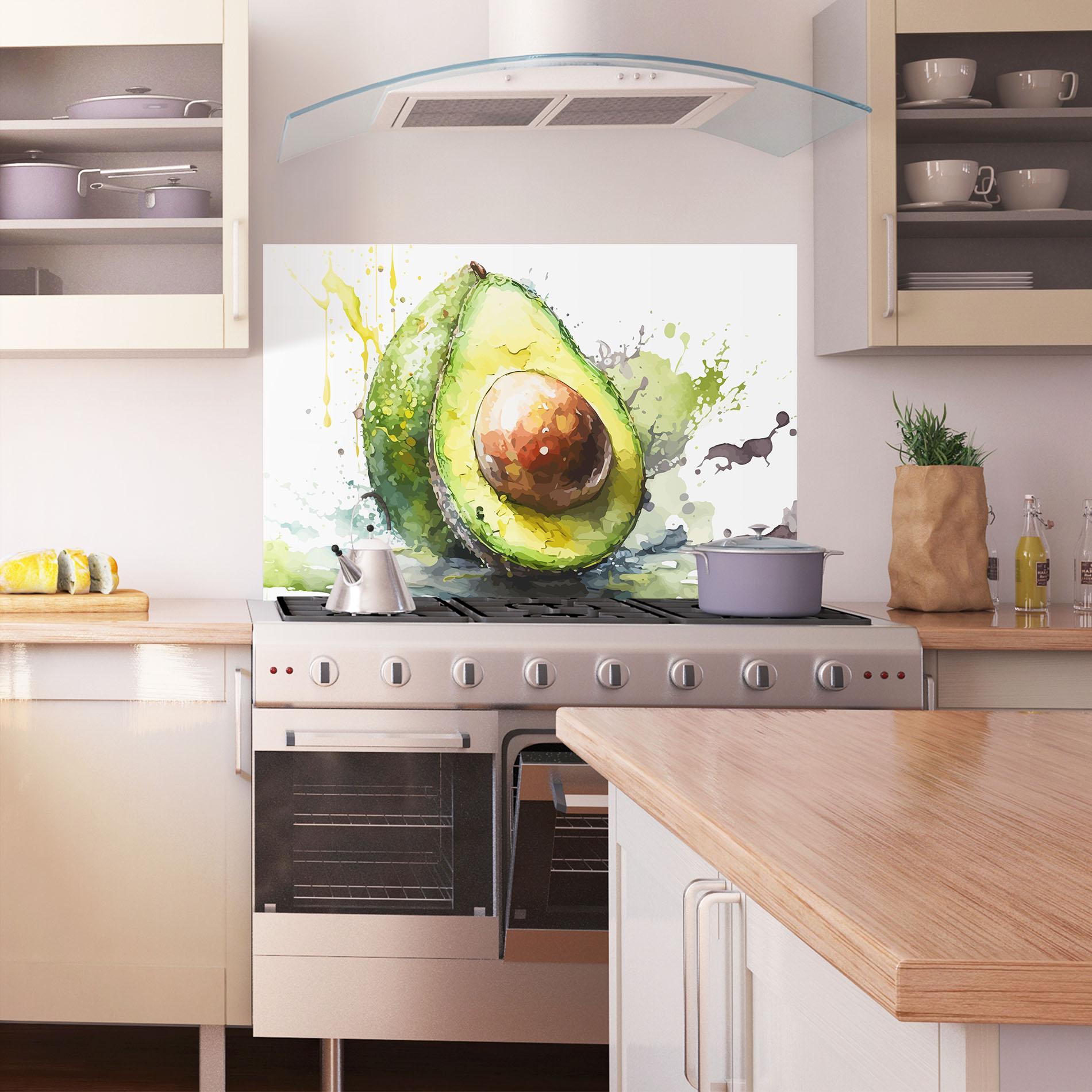 Konyhai üveg hátfal Nice Avocado Art mockup 1
