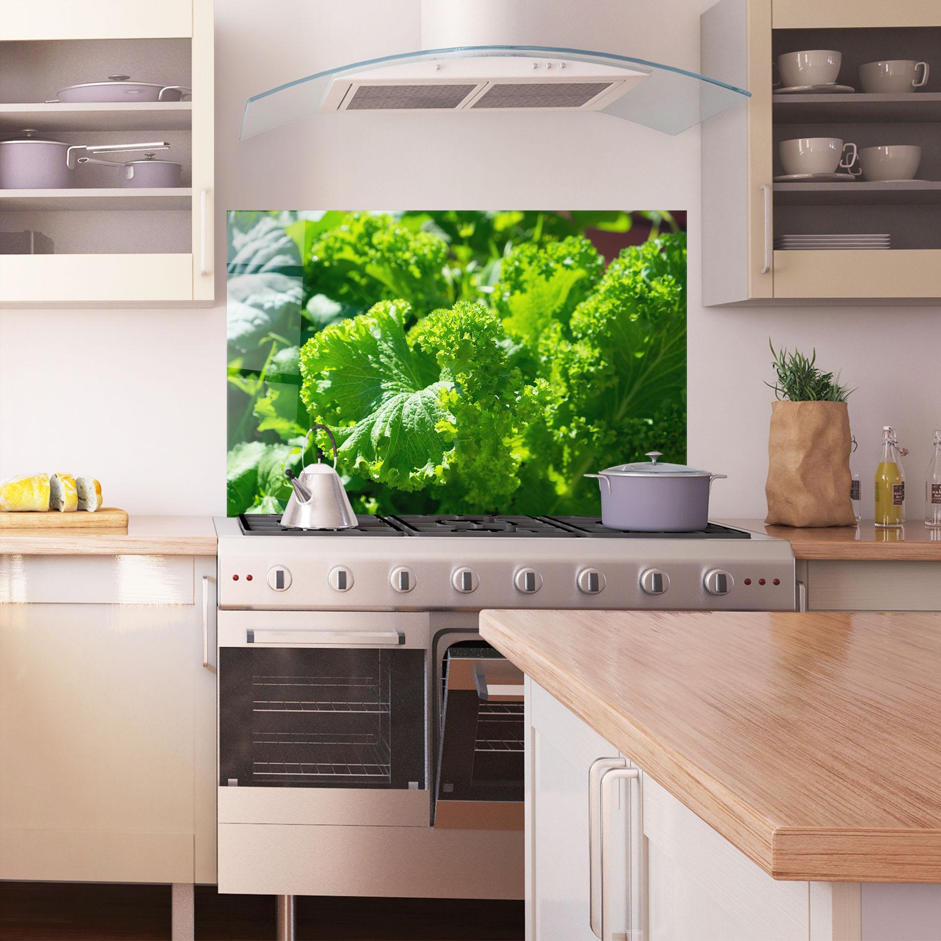 Konyhai üveg hátfal Preetty Green Lettuce mockup 1