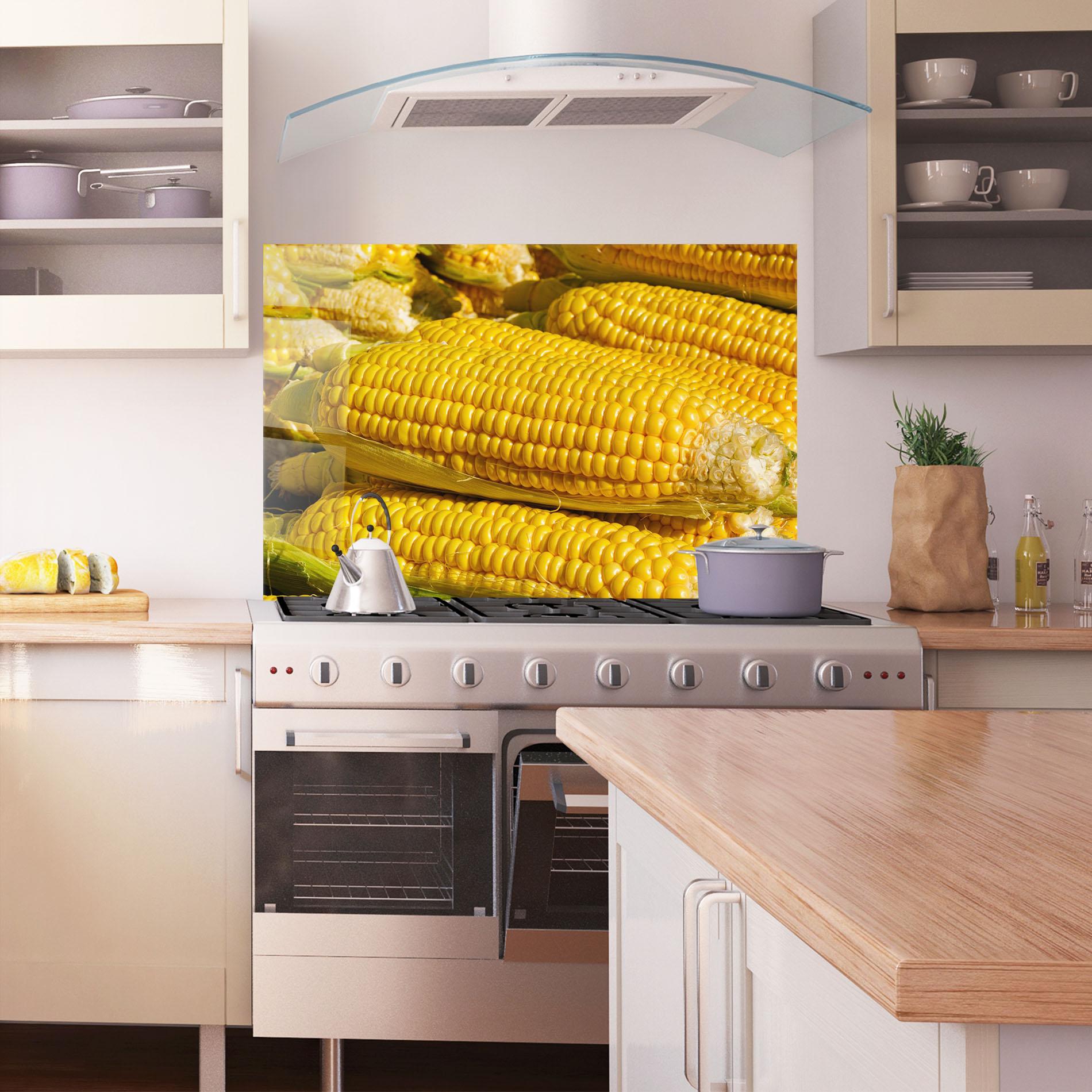 Konyhai üveg hátfal Strong Yellow Corn mockup 1