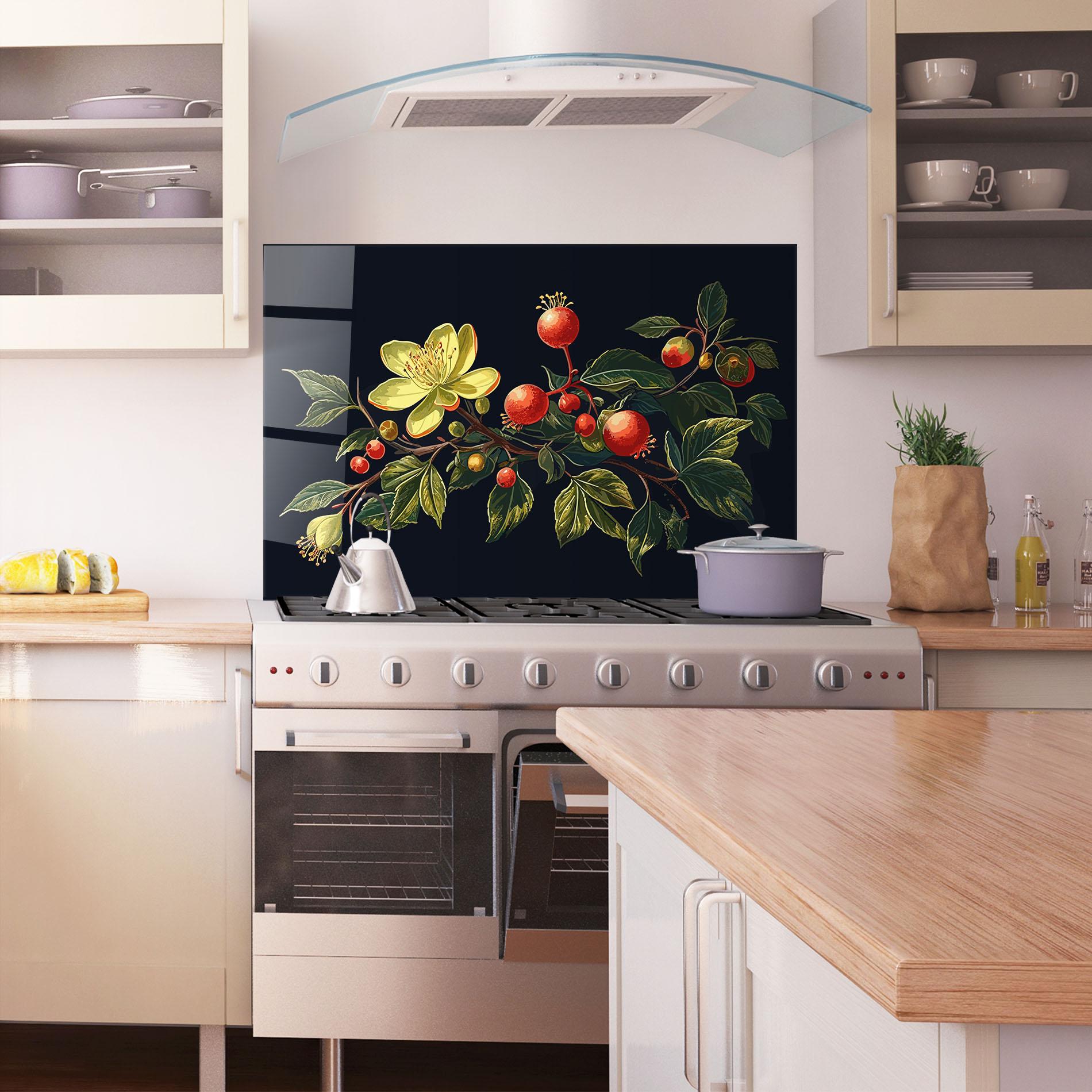 Konyhai üveg hátfal Yellow Flower Food mockup 1