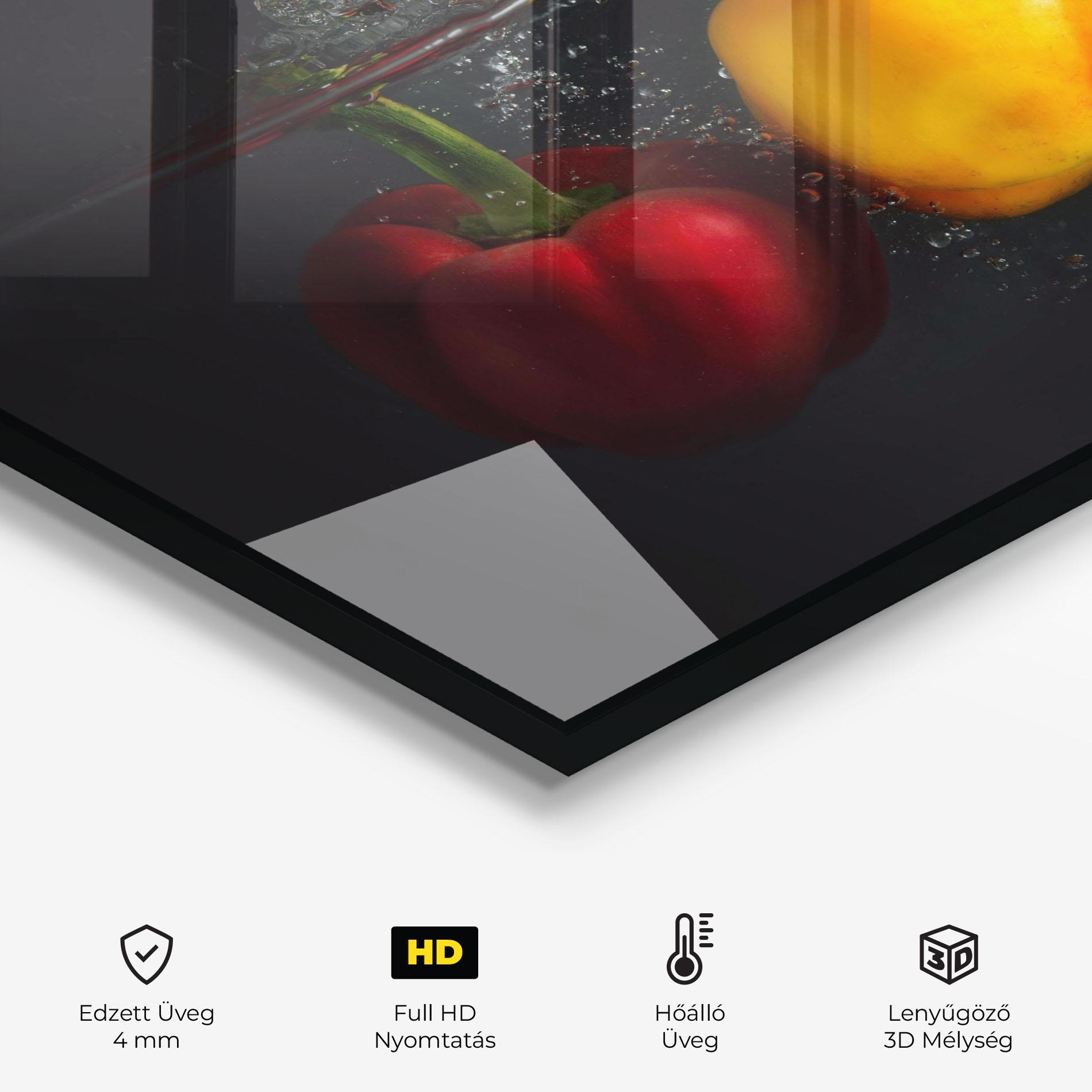 Konyhai üveg hátfal Cool Bellpepper Splash mockup 2