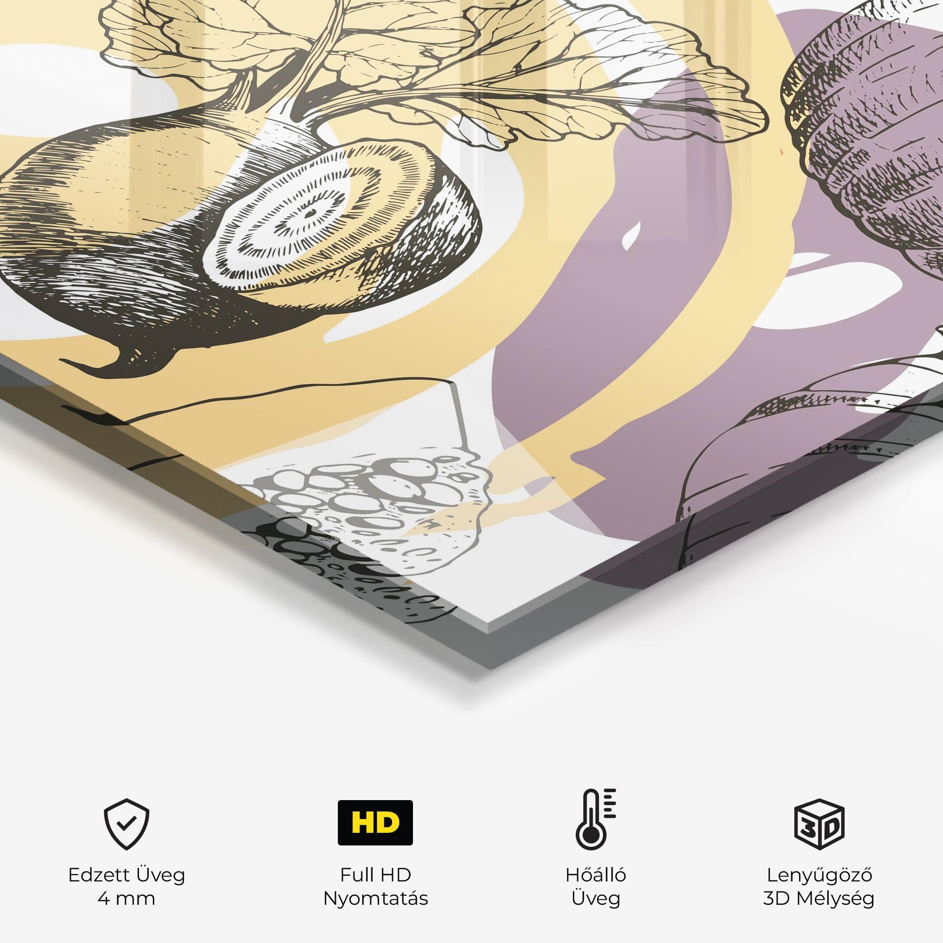 Konyhai üveg hátfal Cream Vegetables Art mockup 2