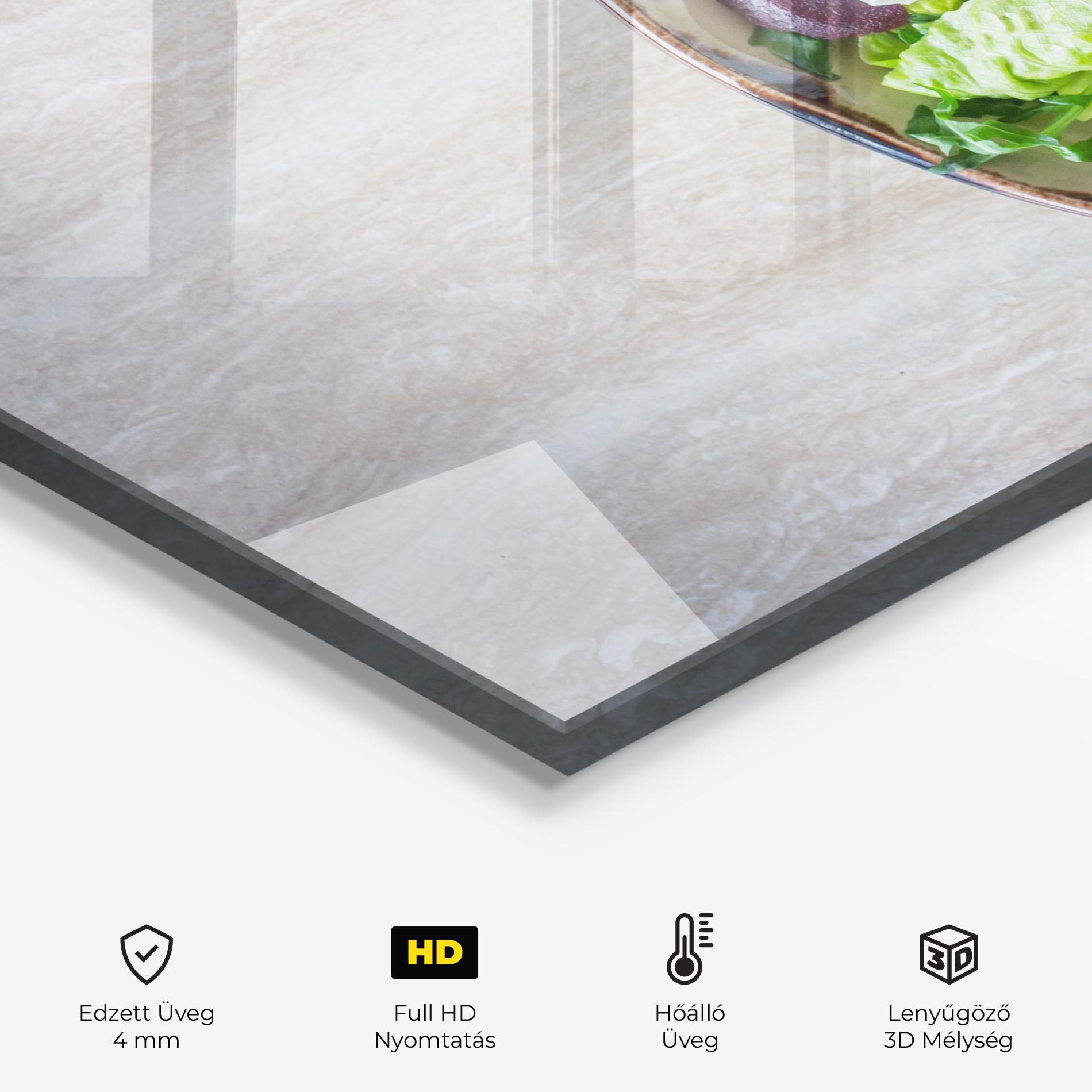 Konyhai üveg hátfal Delicious Salad mockup 2