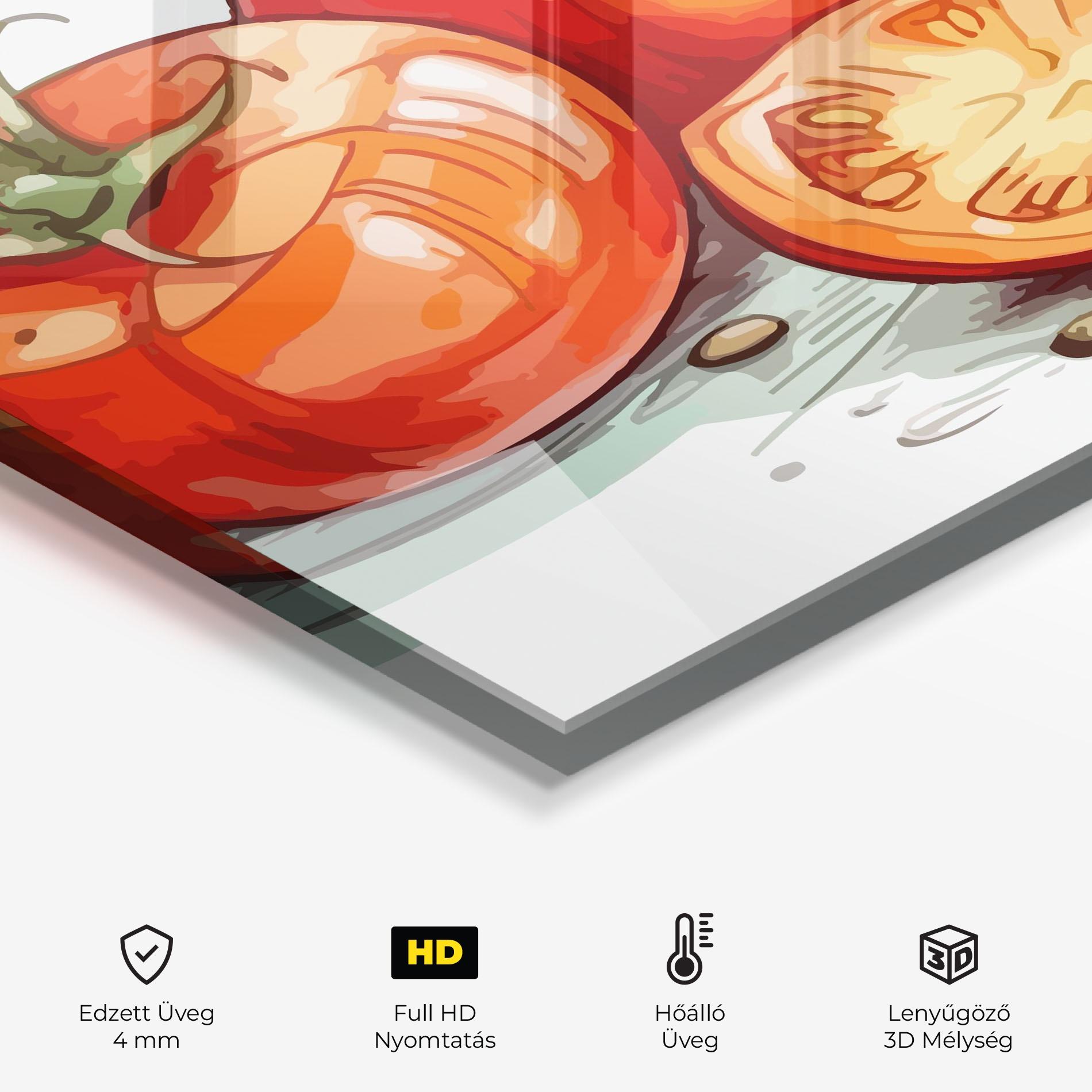 Konyhai üveg hátfal Drawing Tomato Art mockup 2