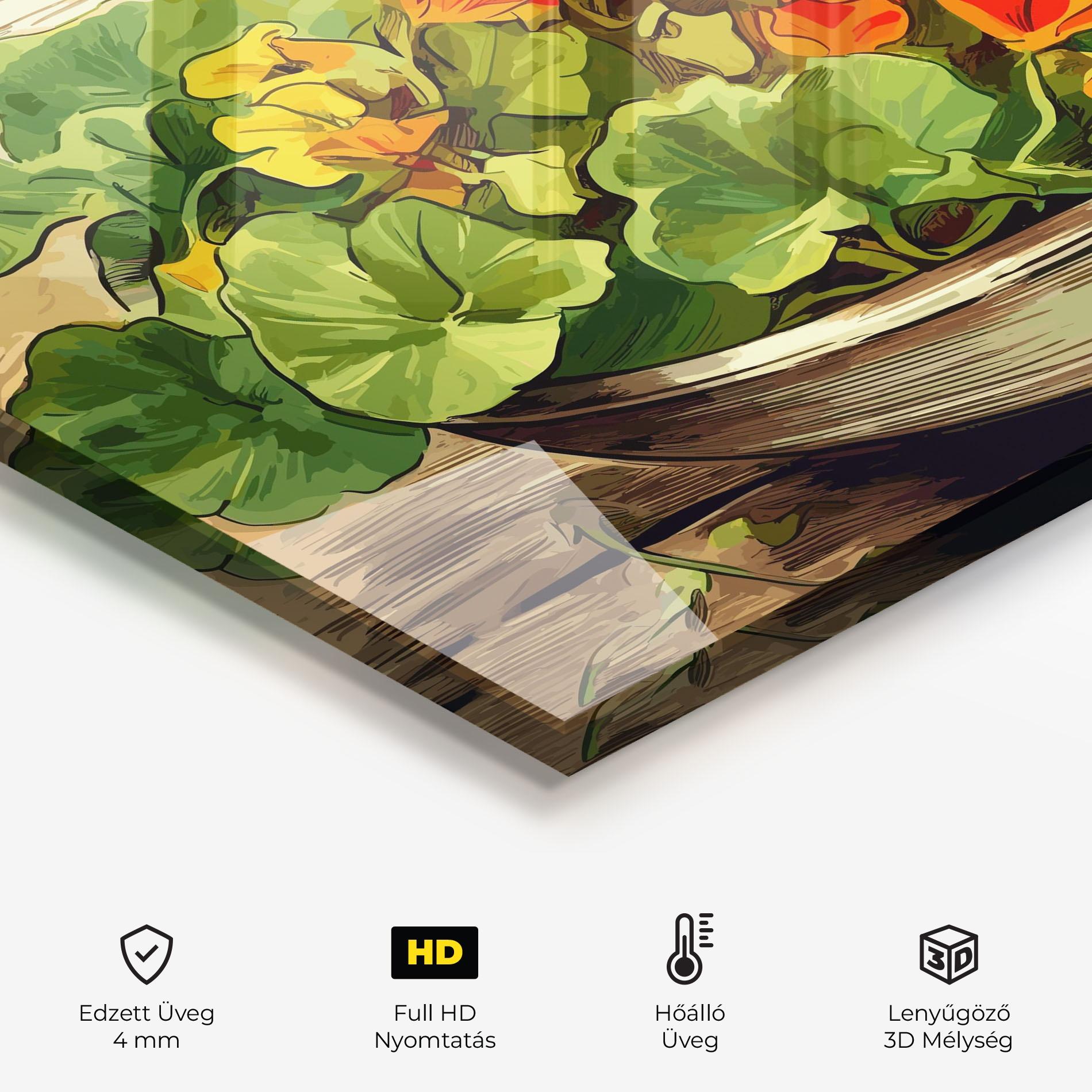 Konyhai üveg hátfal Flower Food mockup 2