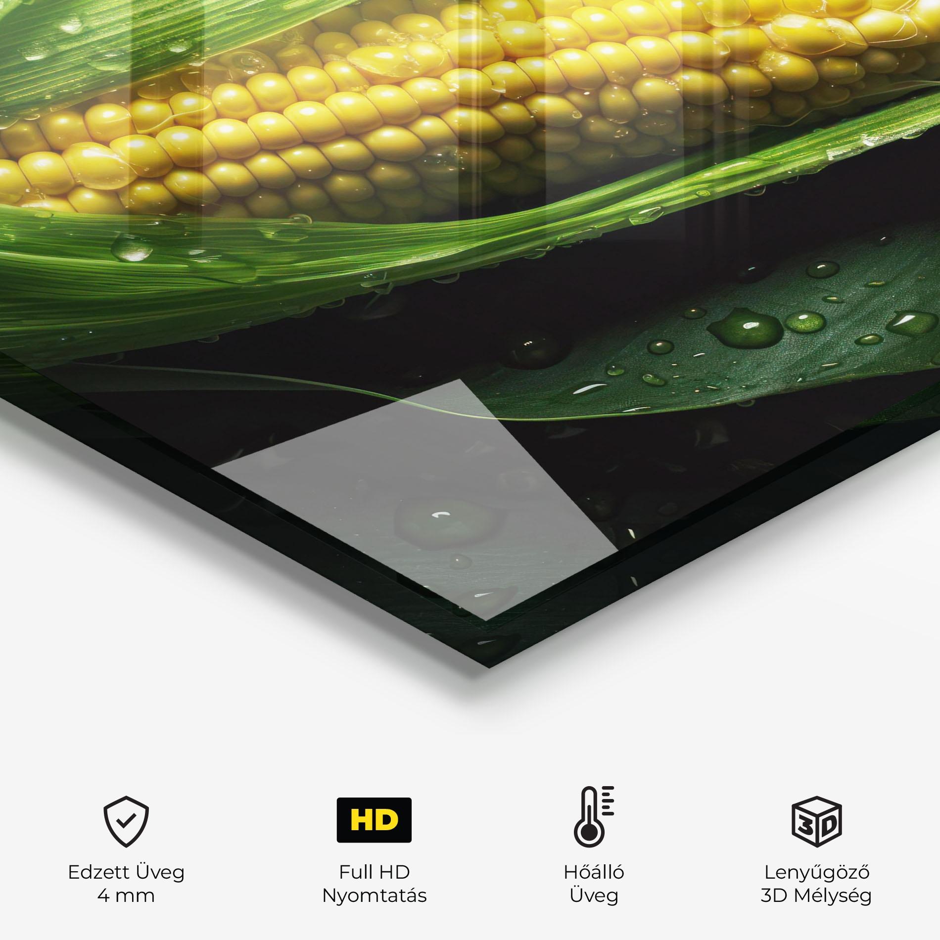 Konyhai üveg hátfal Rainy Clean Corn mockup 2