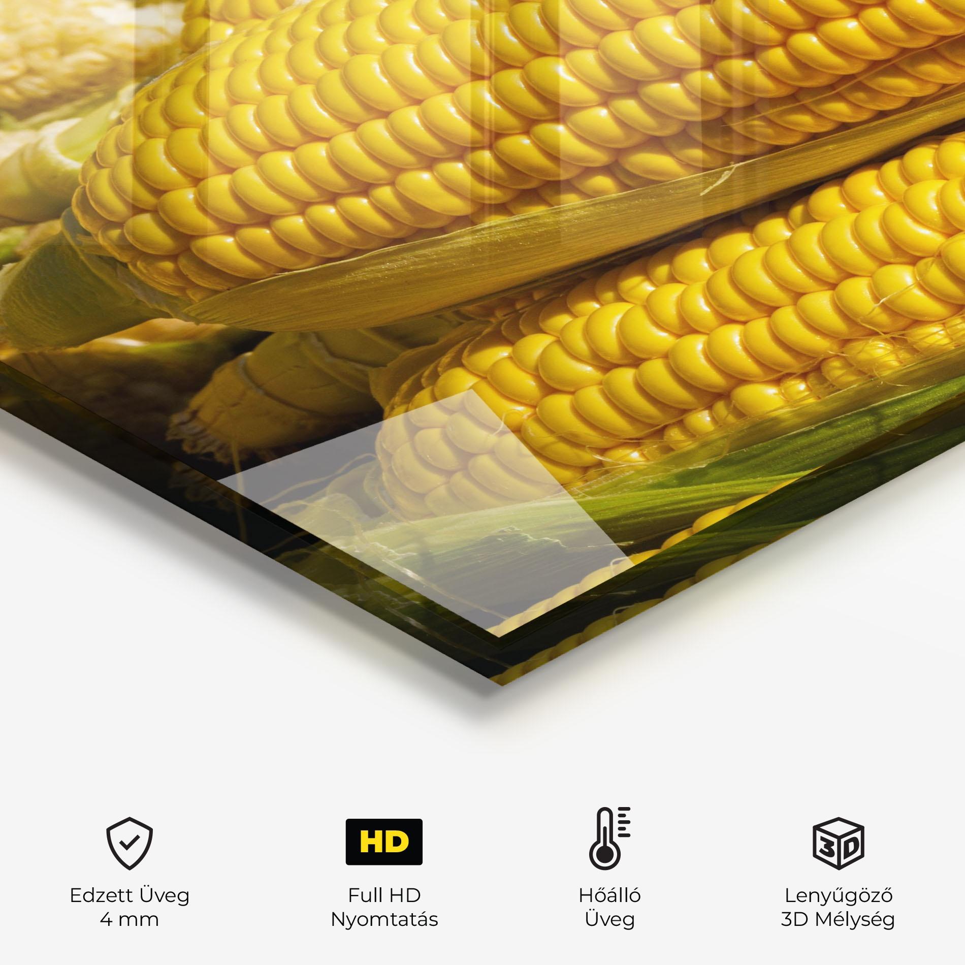 Konyhai üveg hátfal Strong Yellow Corn mockup 2