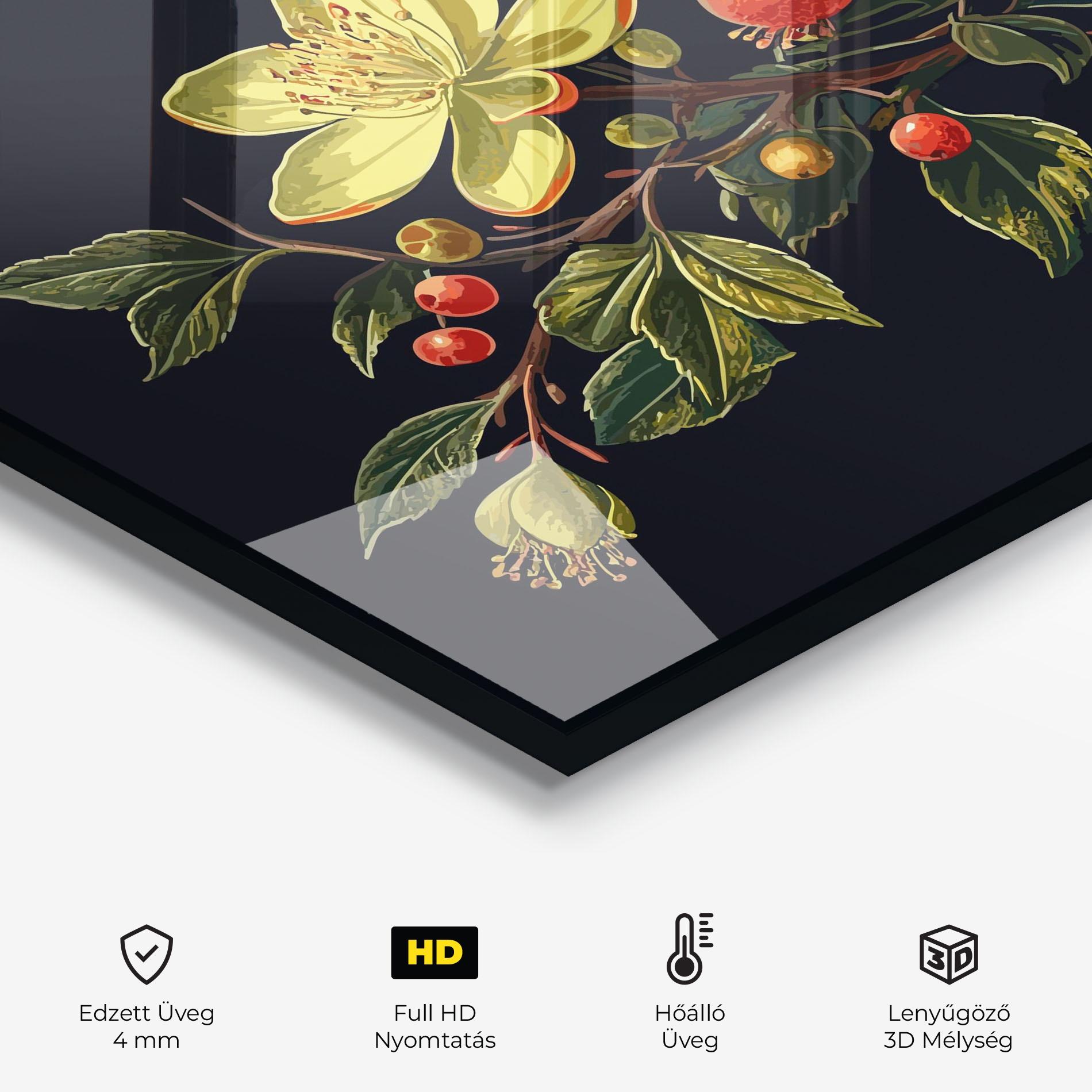 Konyhai üveg hátfal Yellow Flower Food mockup 2