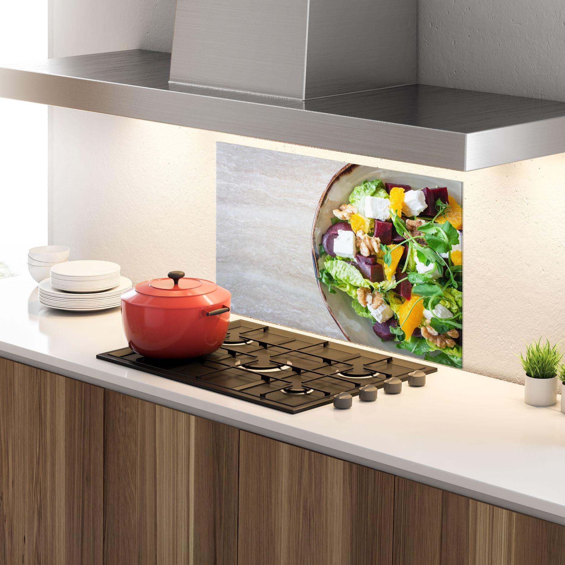 Konyhai üveg hátfal Delicious Salad mockup 4