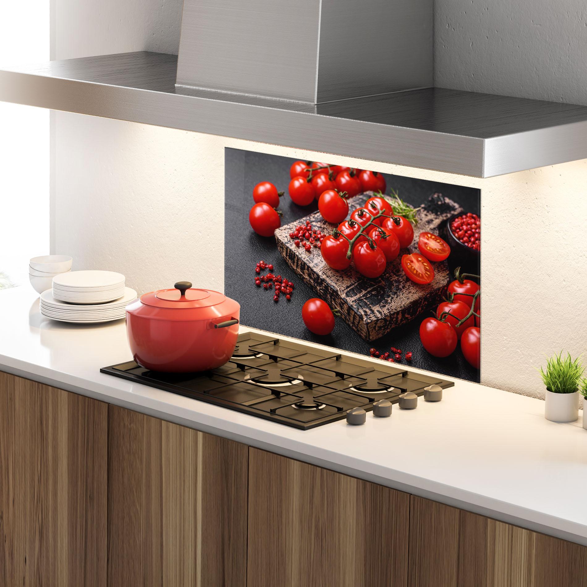 Konyhai üveg hátfal Fresh Cherry Tomatoes mockup 4