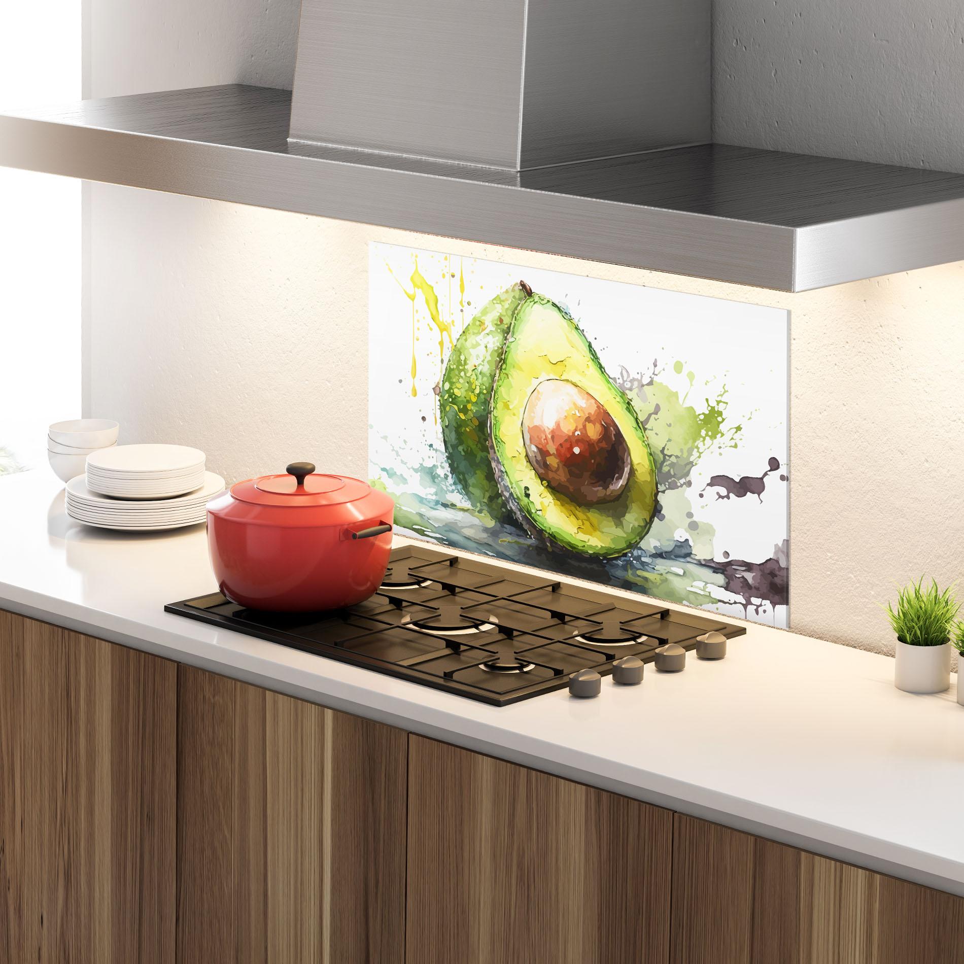 Konyhai üveg hátfal Nice Avocado Art mockup 4