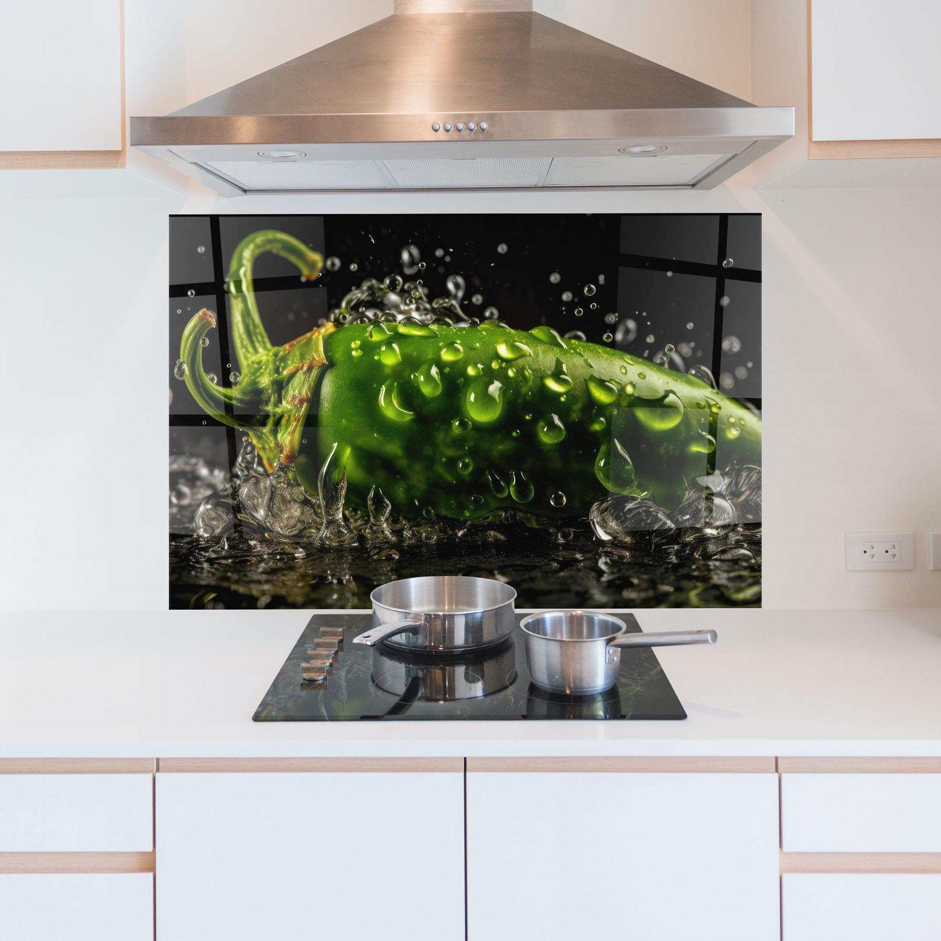 Konyhai üveg hátfal Chili Splash mockup 5