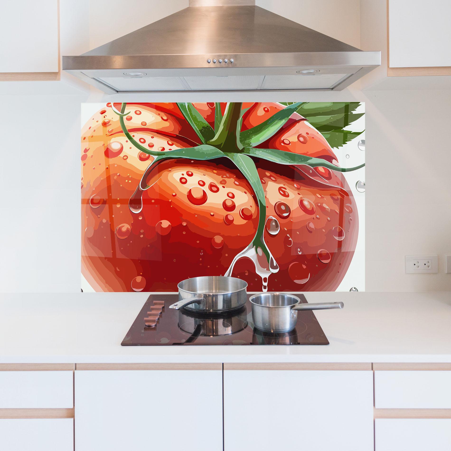 Konyhai üveg hátfal Close Tomato mockup 5