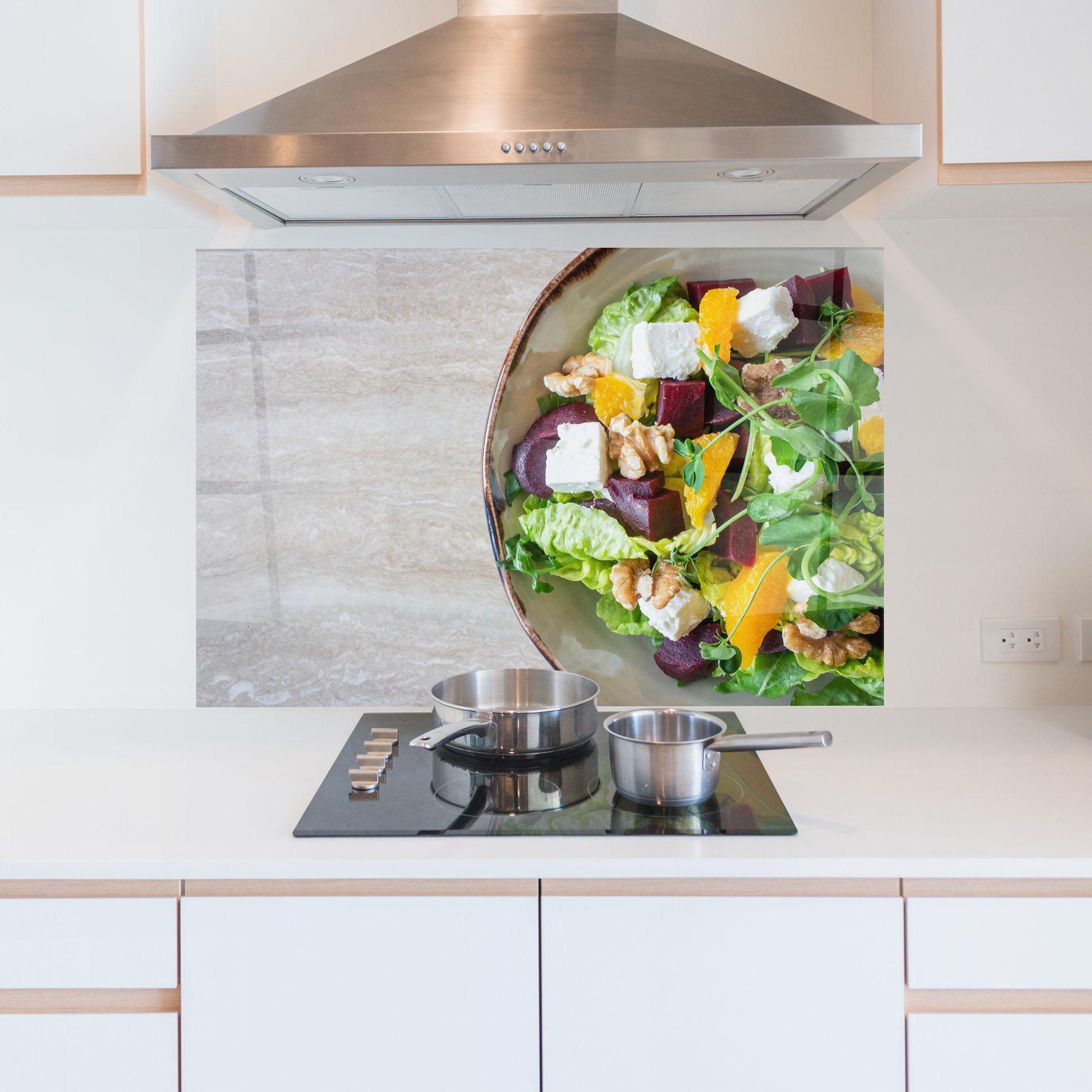 Konyhai üveg hátfal Delicious Salad mockup 5