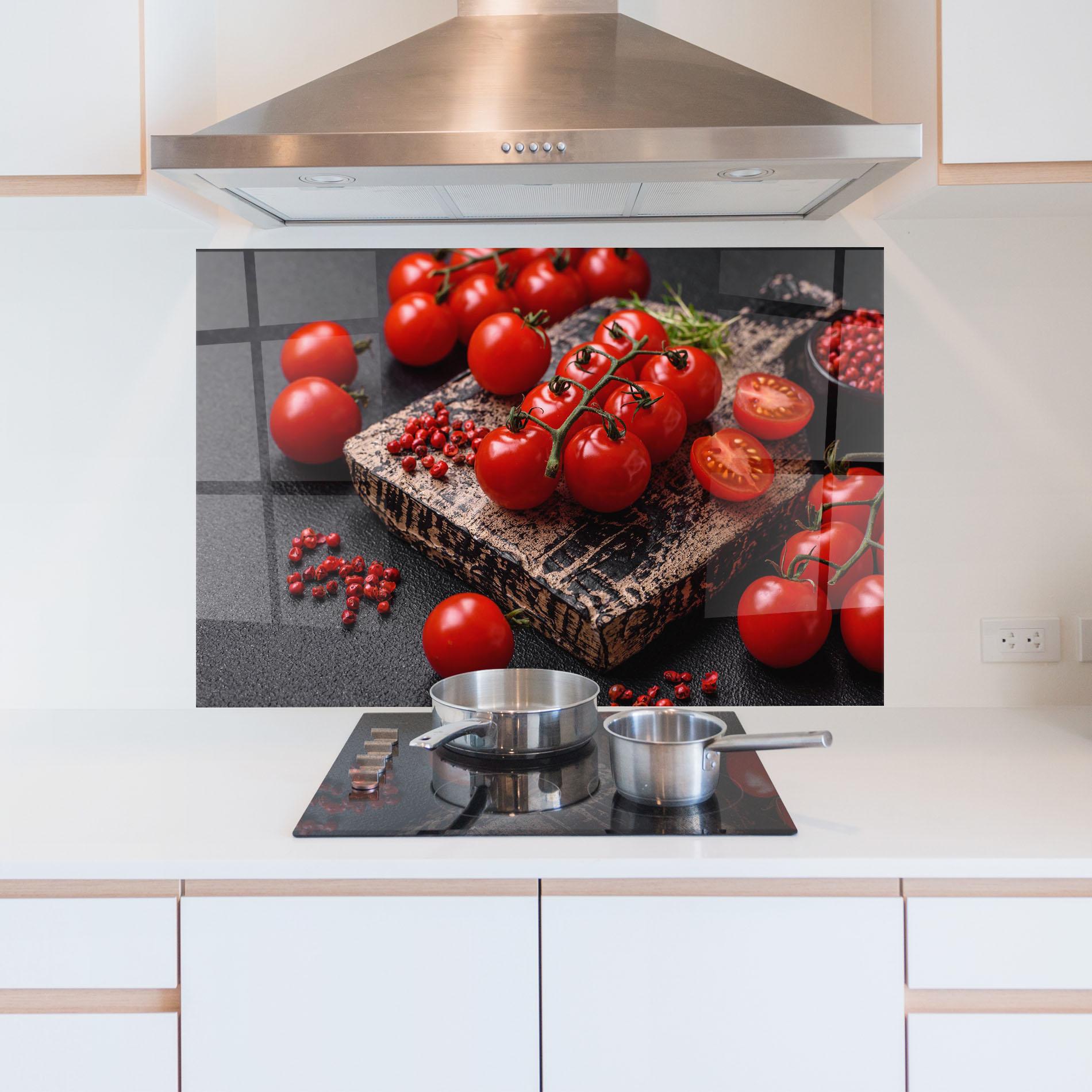 Konyhai üveg hátfal Fresh Cherry Tomatoes mockup 5