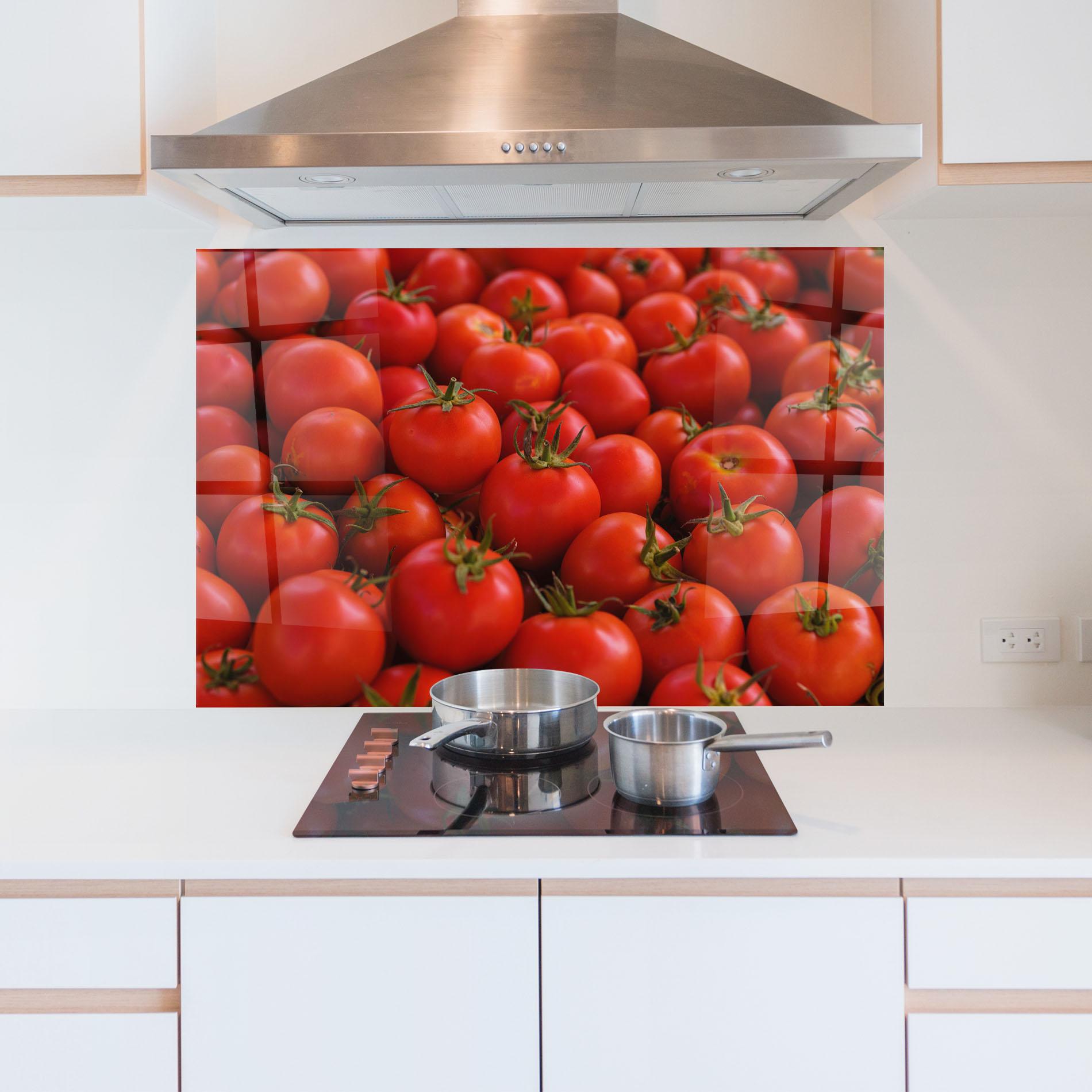 Konyhai üveg hátfal Red Tomatoes Mix mockup 5