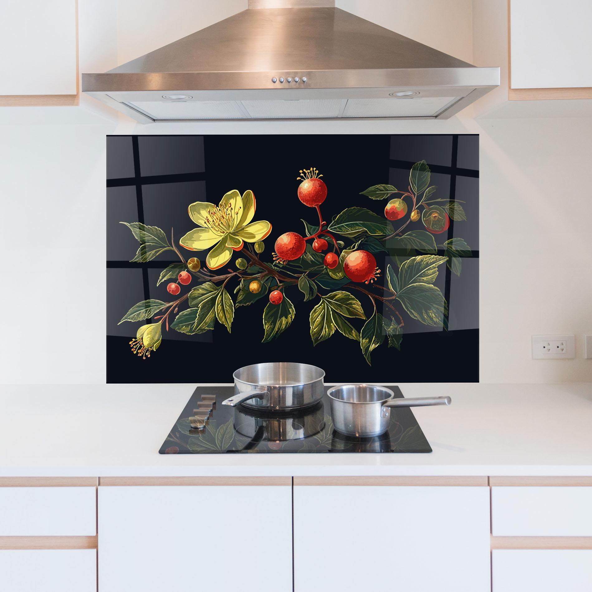 Konyhai üveg hátfal Yellow Flower Food mockup 5